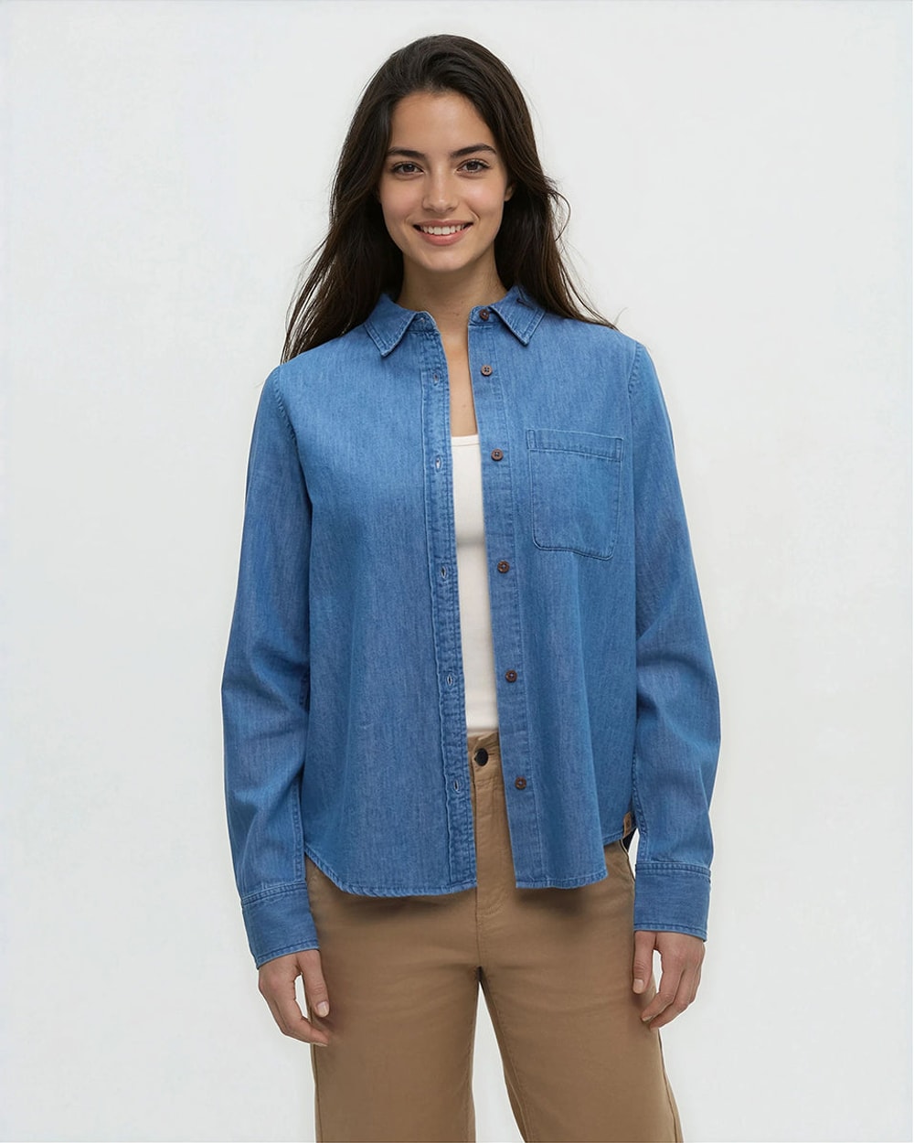 Tentree Women's Denim Sloan Shirt - MID WASH