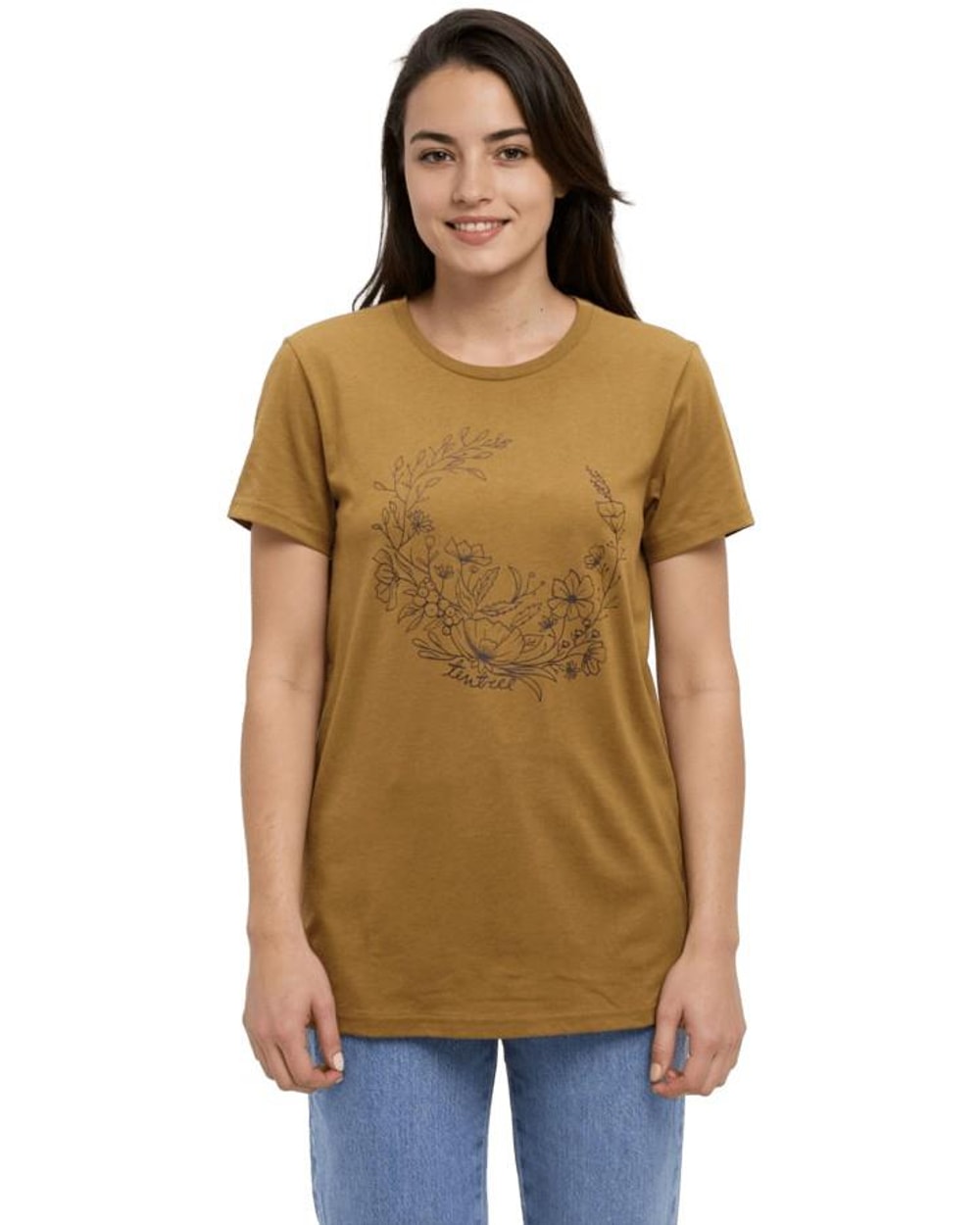 Tentree Women's Evergreen Floral T-Shirt - Cider/Meteorite Black - front