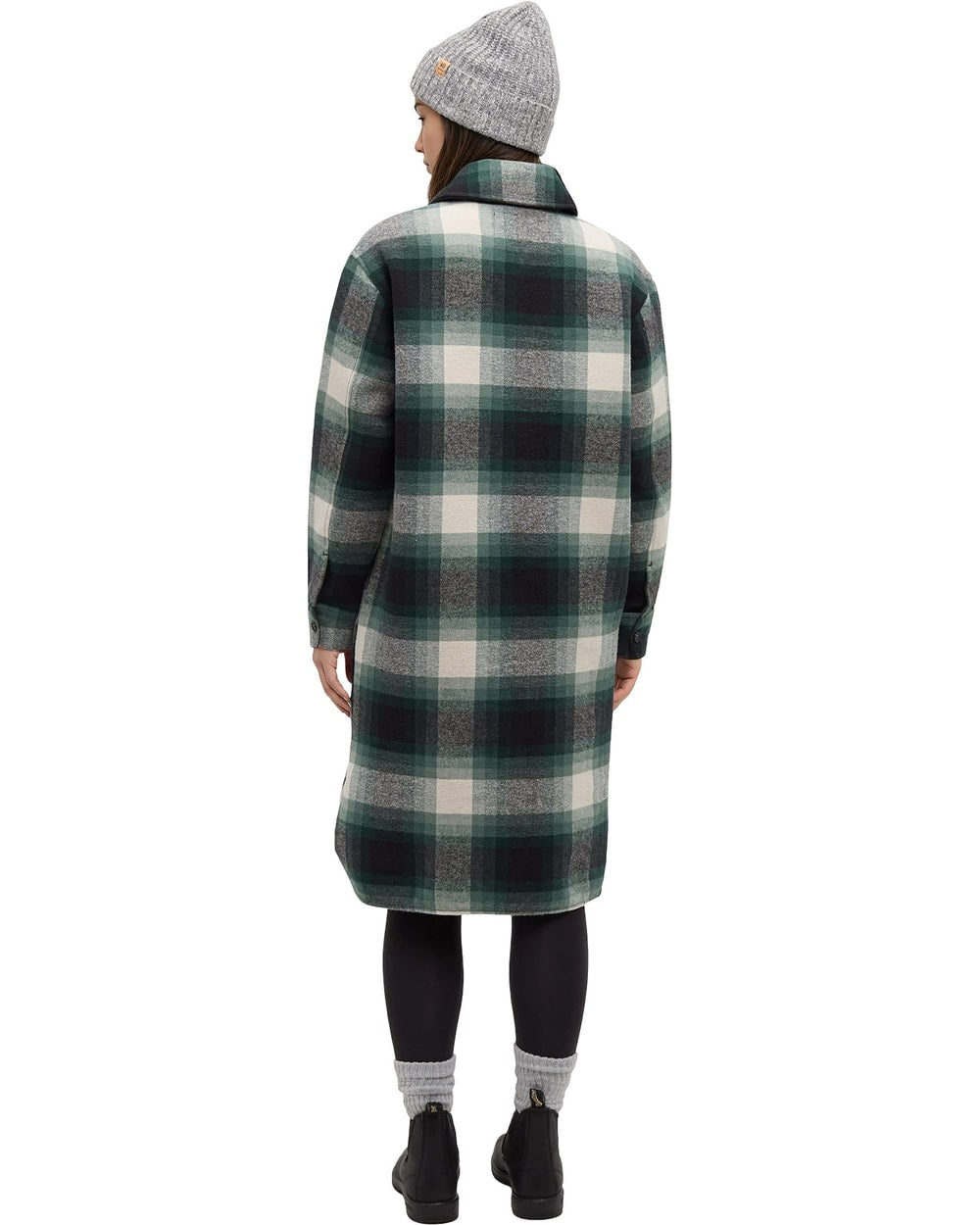 Tentree Women's Livingston Jacket - Dark Forest Green Upland Plaid - back