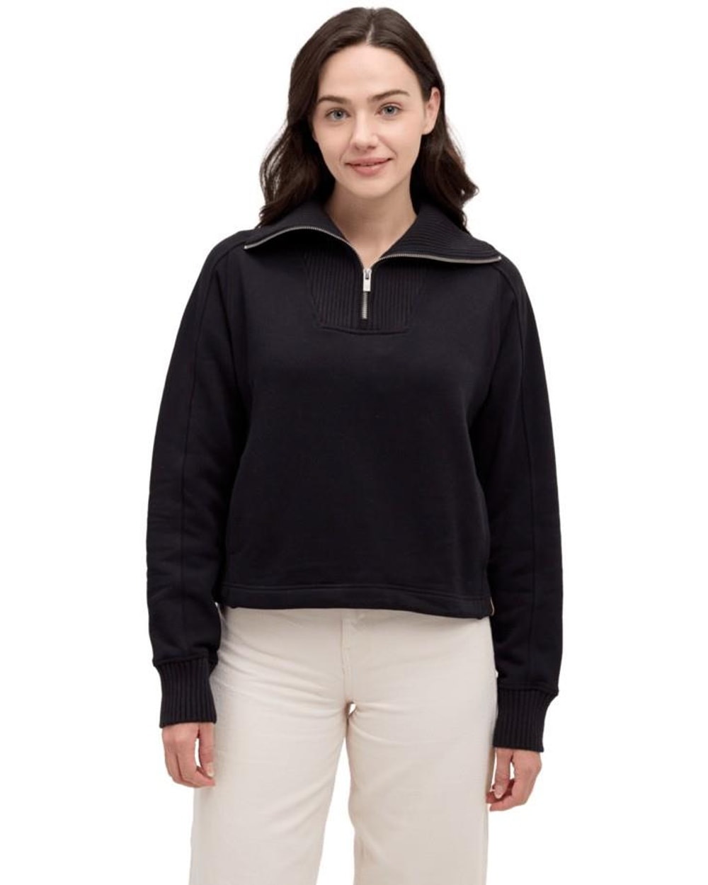 Tentree Women's Niagara Quarter Zip - Meteorite Black - front