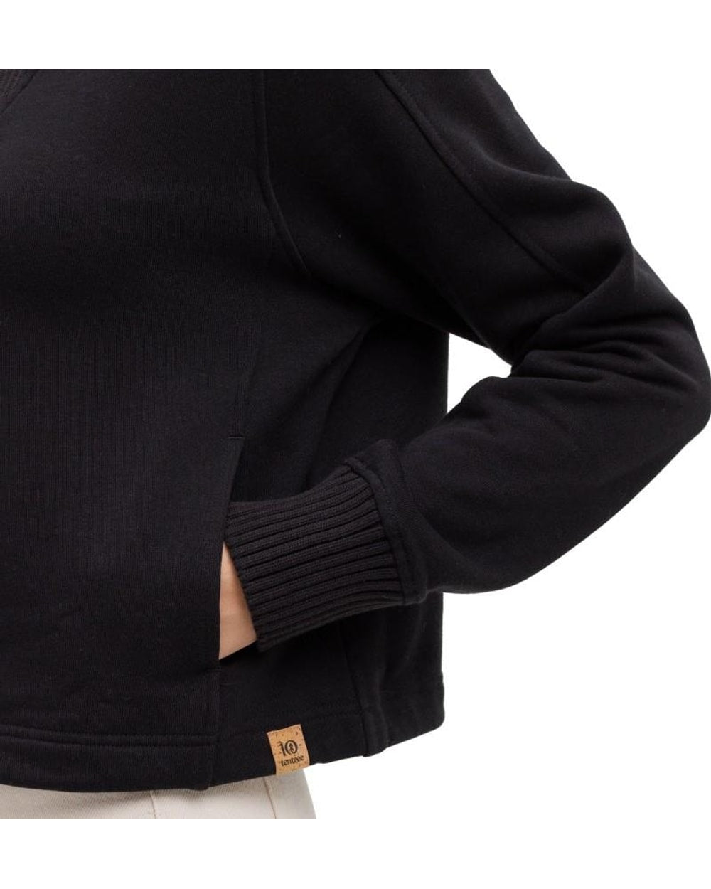 Tentree Women's Niagara Quarter Zip - Meteorite Black - cuff detail