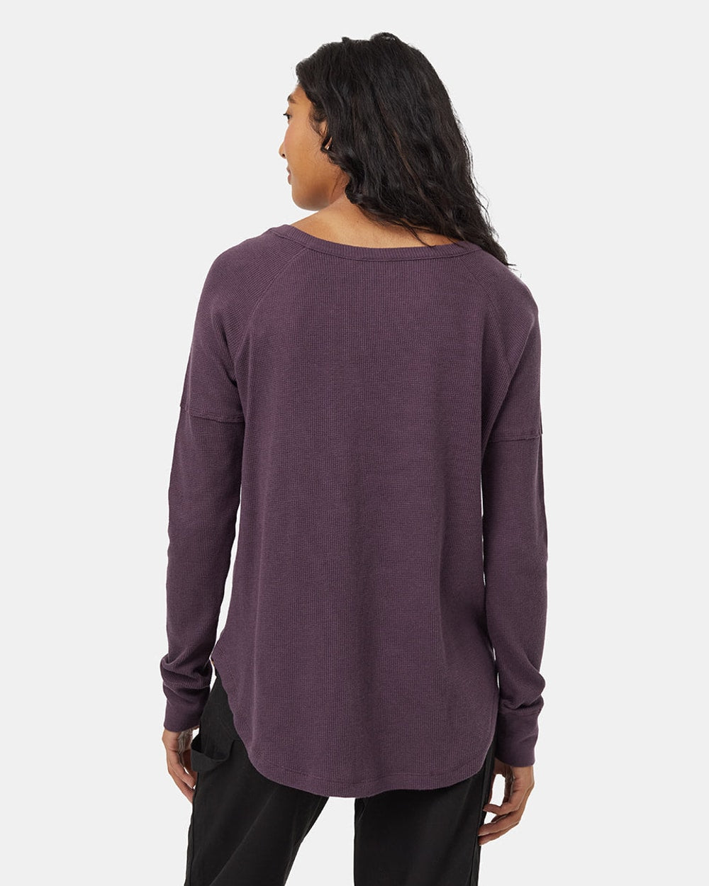 Tentree Women's Treewaffle Crew Longsleeve - Midnight Plum - back