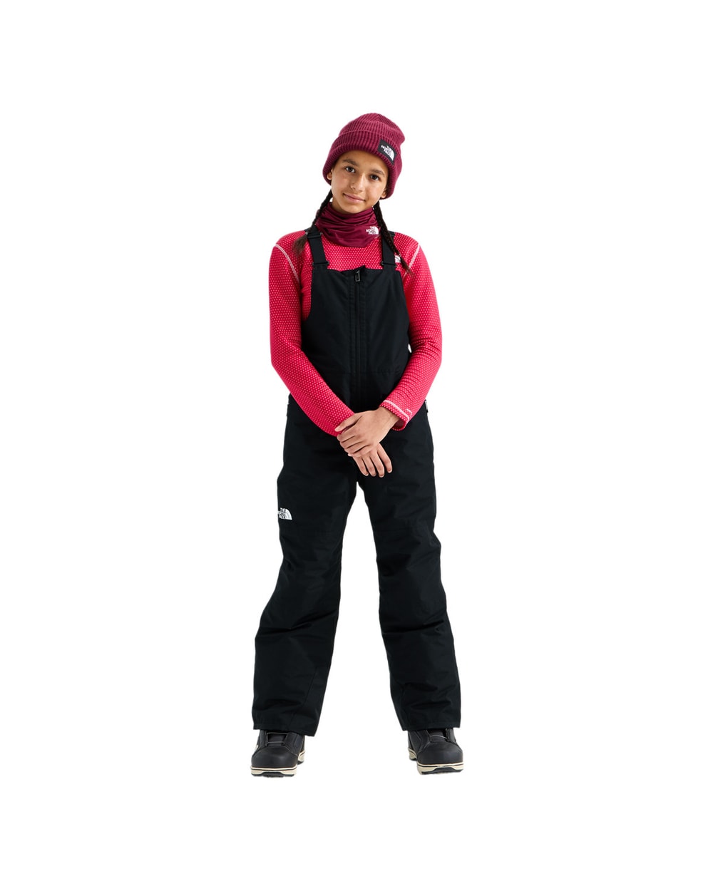 Teen Freedom Insulated Bibs in TNF Black, on-model front