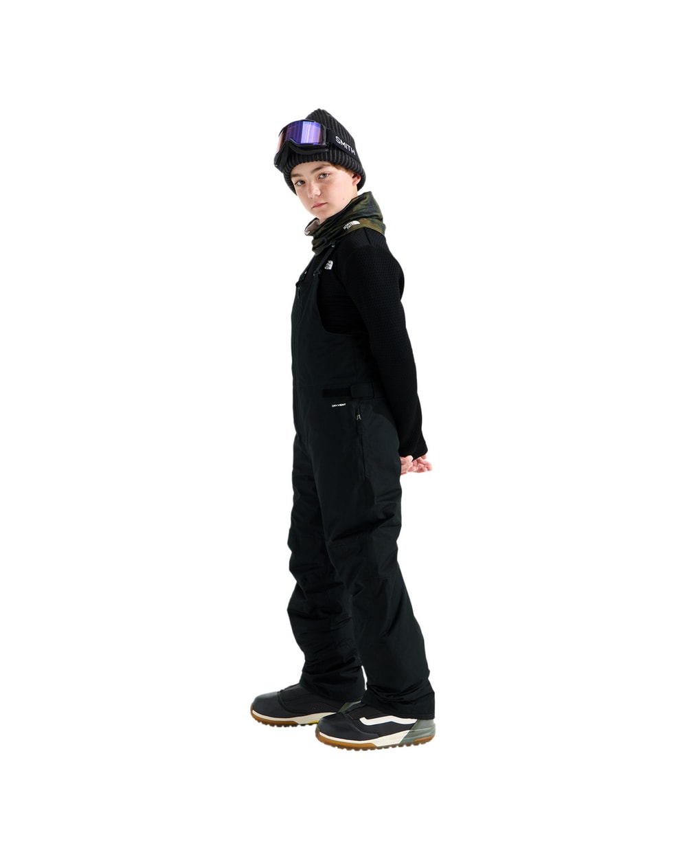 Teen Freedom Insulated Bibs in TNF Black, on-model side