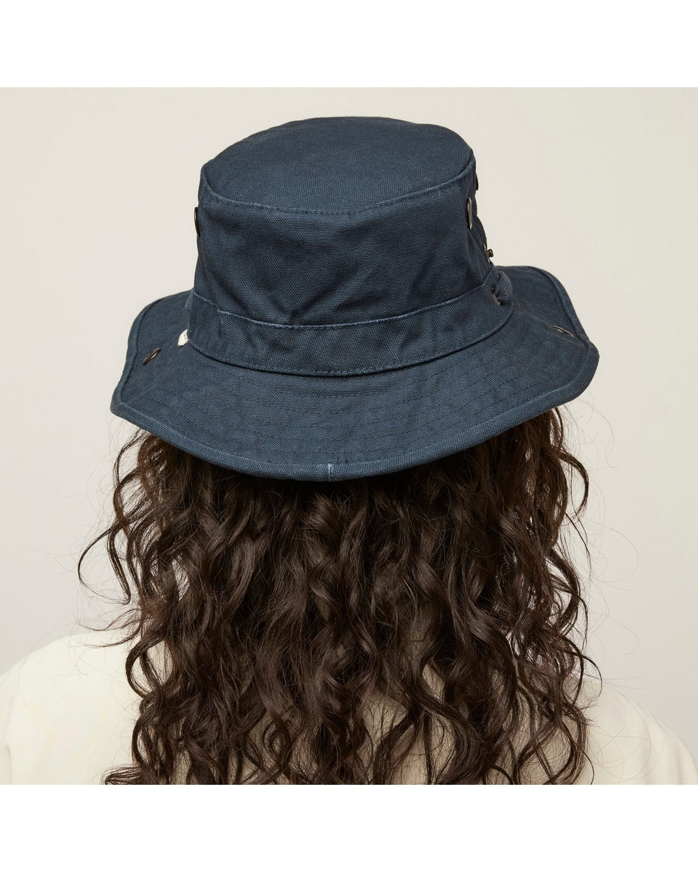 Tilley T3 Wanderer Hat in Dark Navy, back view on model
