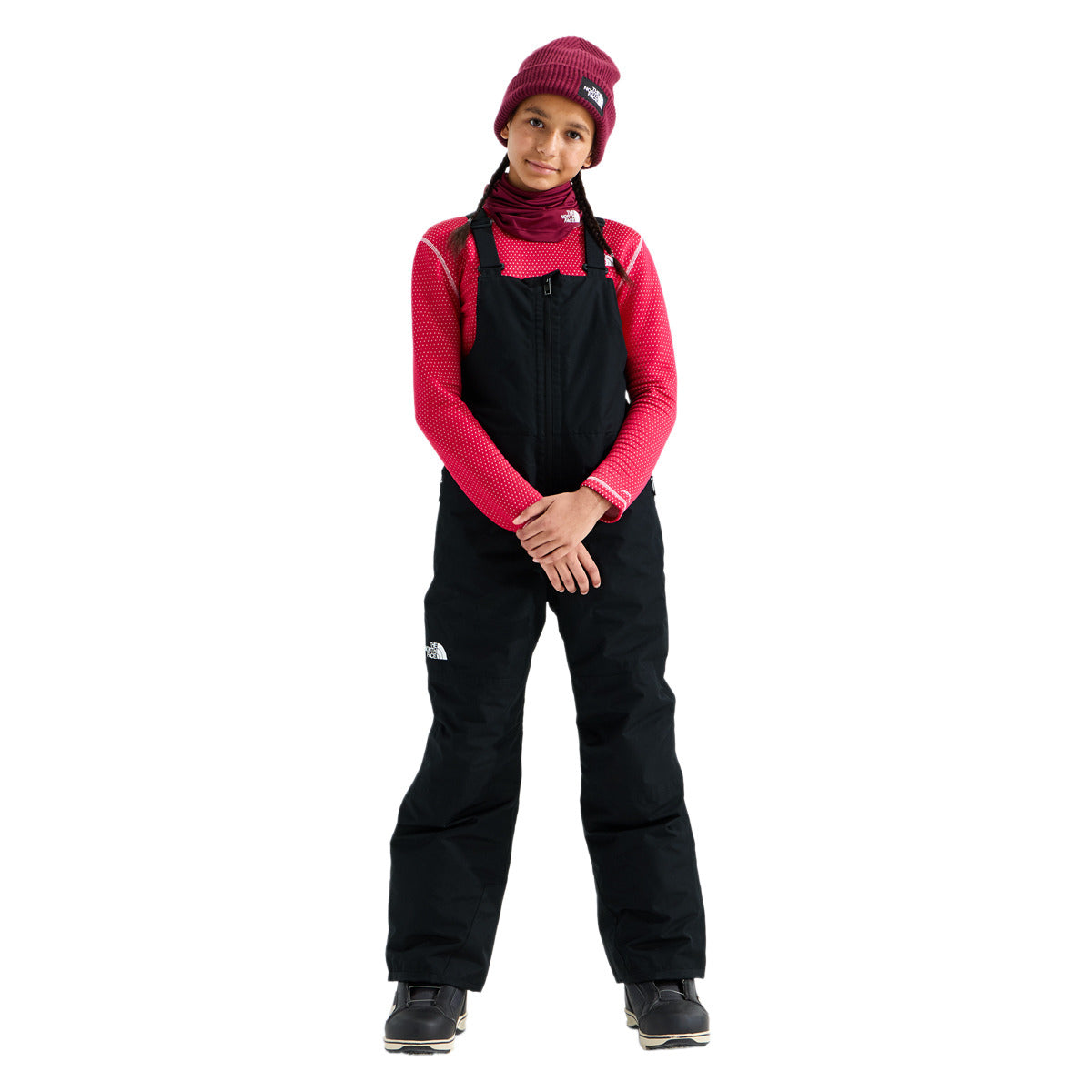 Teen Freedom Insulated Bibs in TNF Black, on-model front