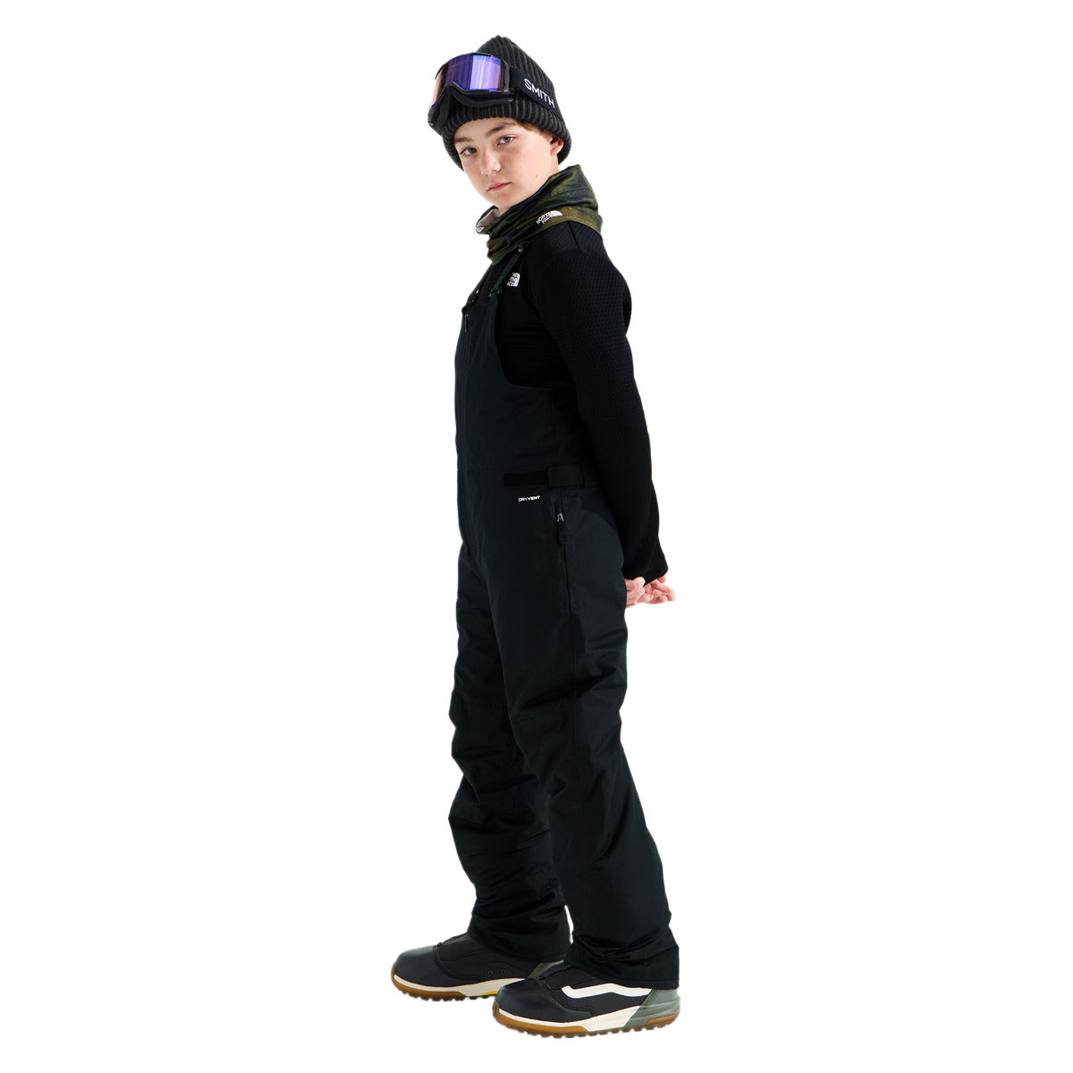 Teen Freedom Insulated Bibs in TNF Black, on-model side
