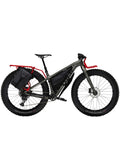 Trek Farley 9 fat bike with front and rear racks and frame bags, drive side
