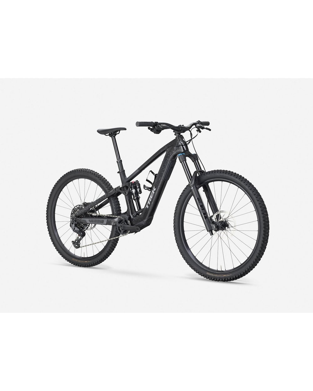 Trek Fuel+ EX 9.7 Gen 2 Electric Mountain Bike - Carbon Smoke, three-quarter front