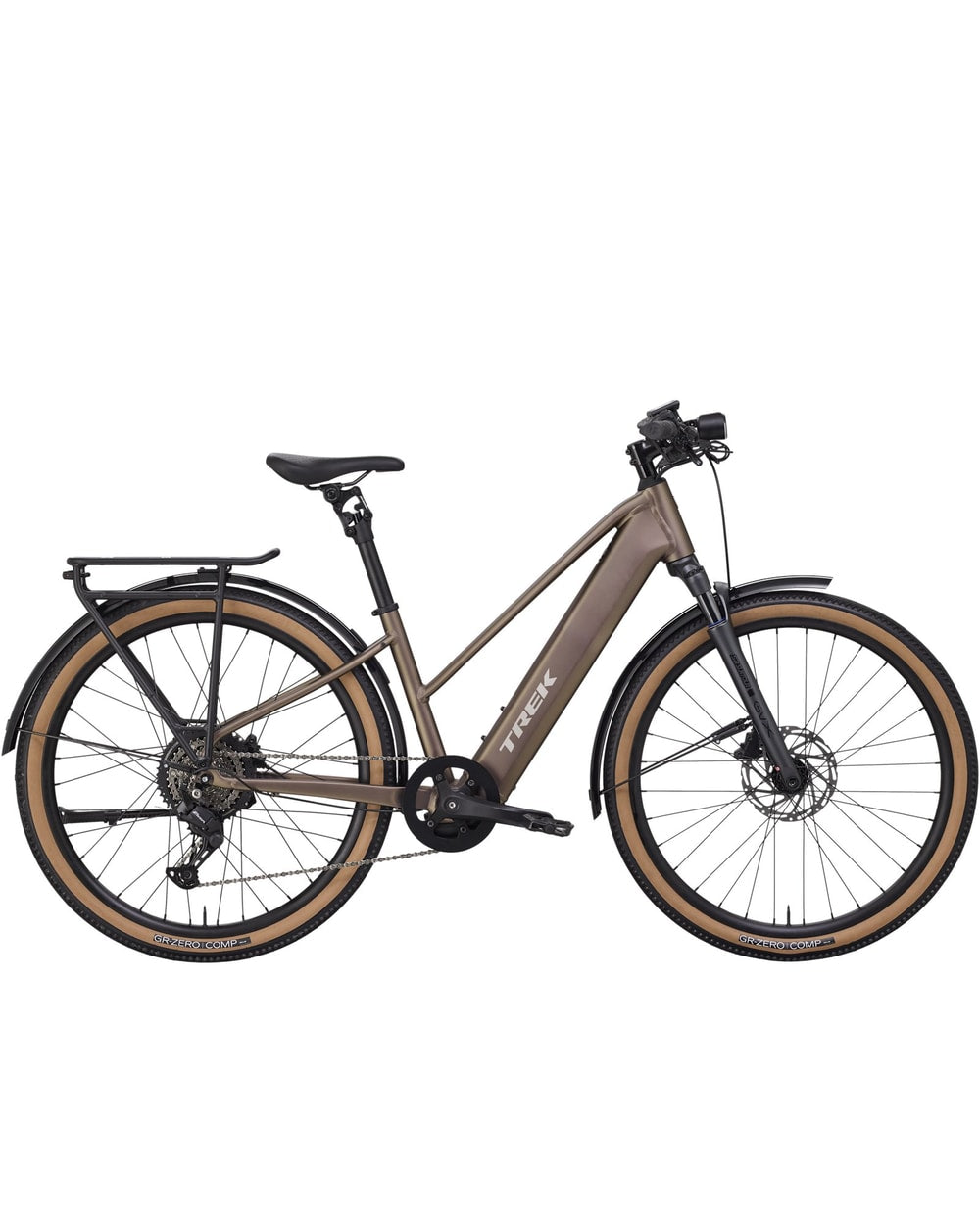 Trek FX+ 2 Midstep Throttle Electric Bike - Bronze Age, side