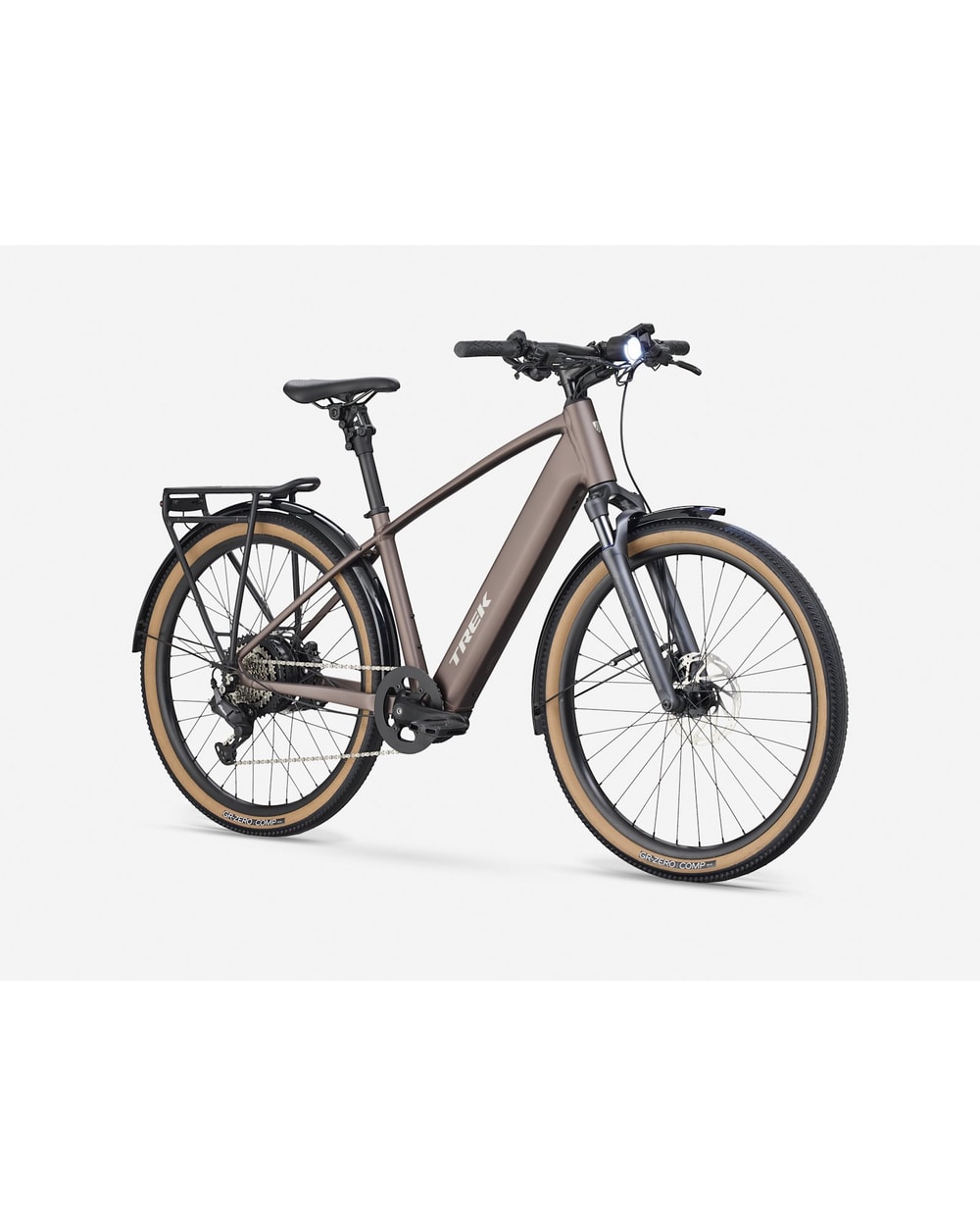 Trek FX+ 2 Step-Over Throttle Electric Bike - Bronze Age, front