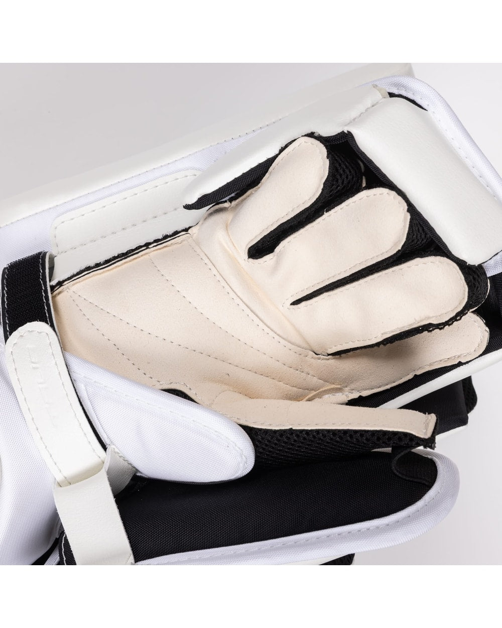 True Catalyst 7X6 Senior Goalie Blocker White/White - SureGrip palm