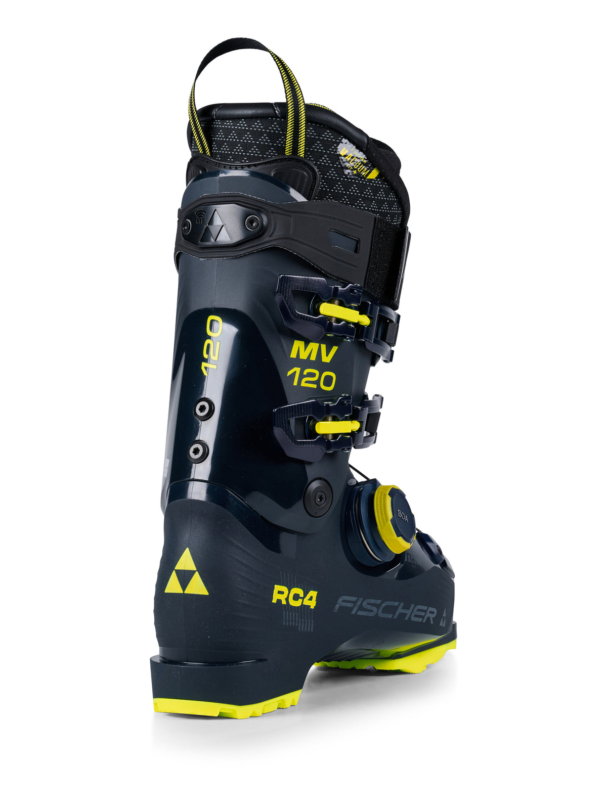 Fischer RC4 120 MV VAC BOA Ski Boots - Dark Blue, rear three-quarter view