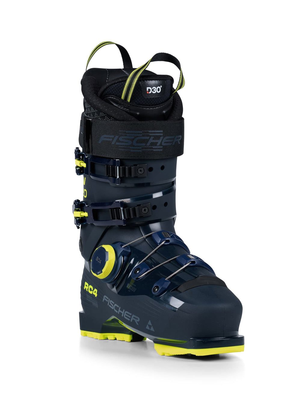 Fischer RC4 120 MV VAC BOA Ski Boots - Dark Blue, front three-quarter view