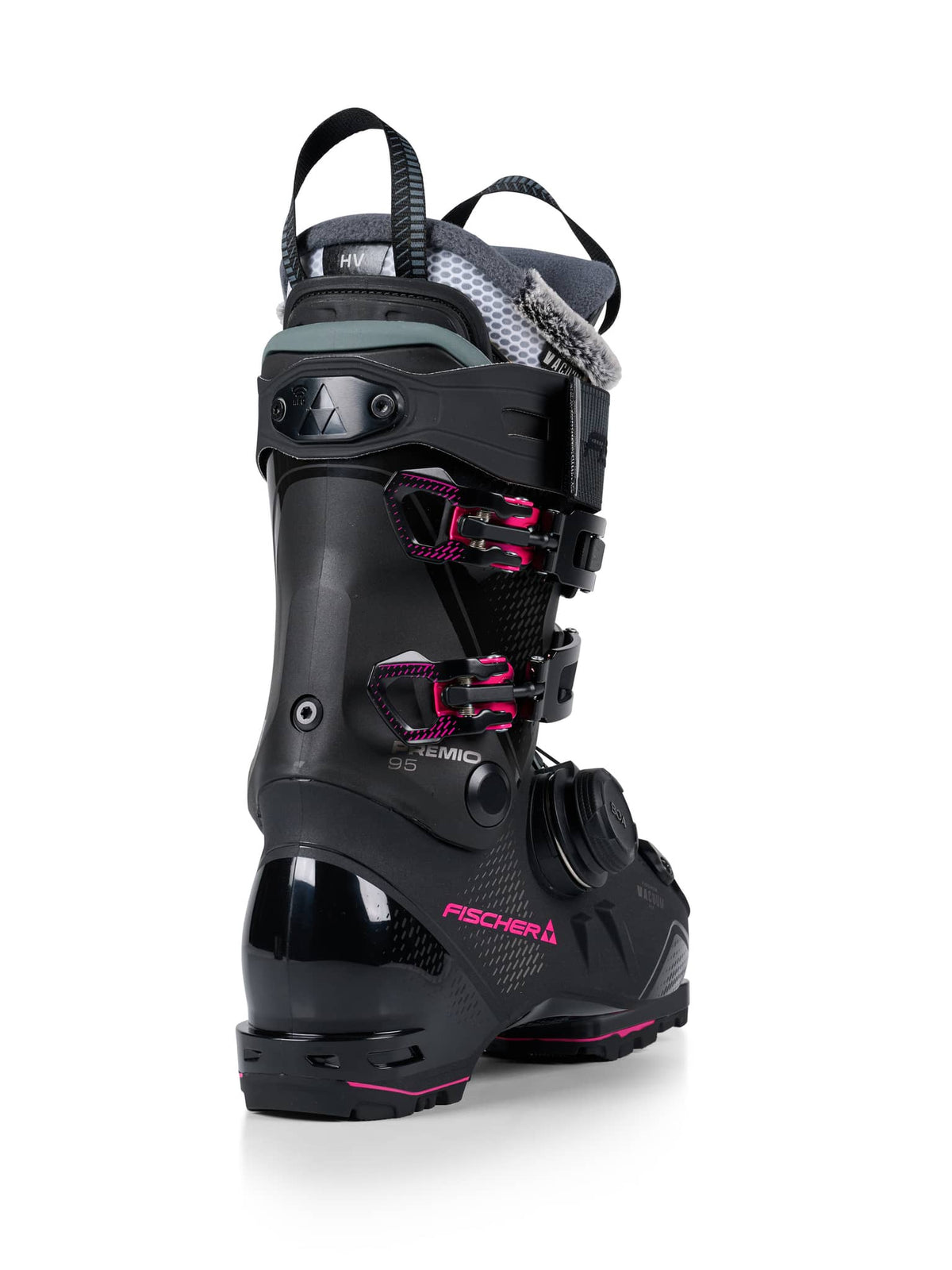 Fischer Women's Premio 95 BOA Ski Boots - Black, rear three-quarter view