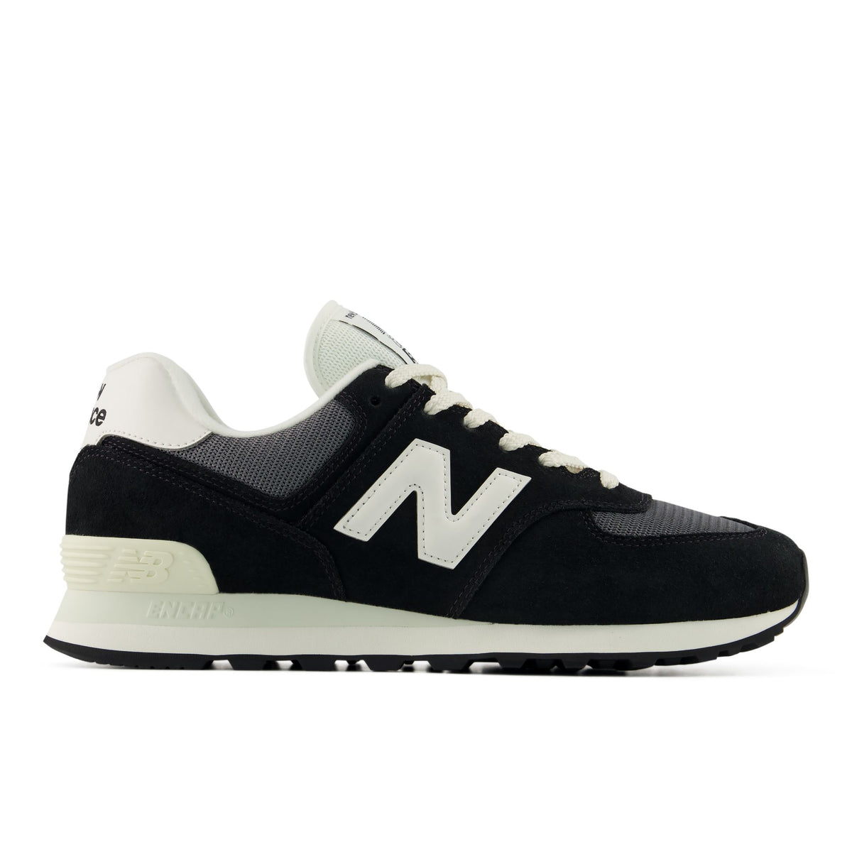 New Balance Men's 574 Sneakers - Black/White, lateral view