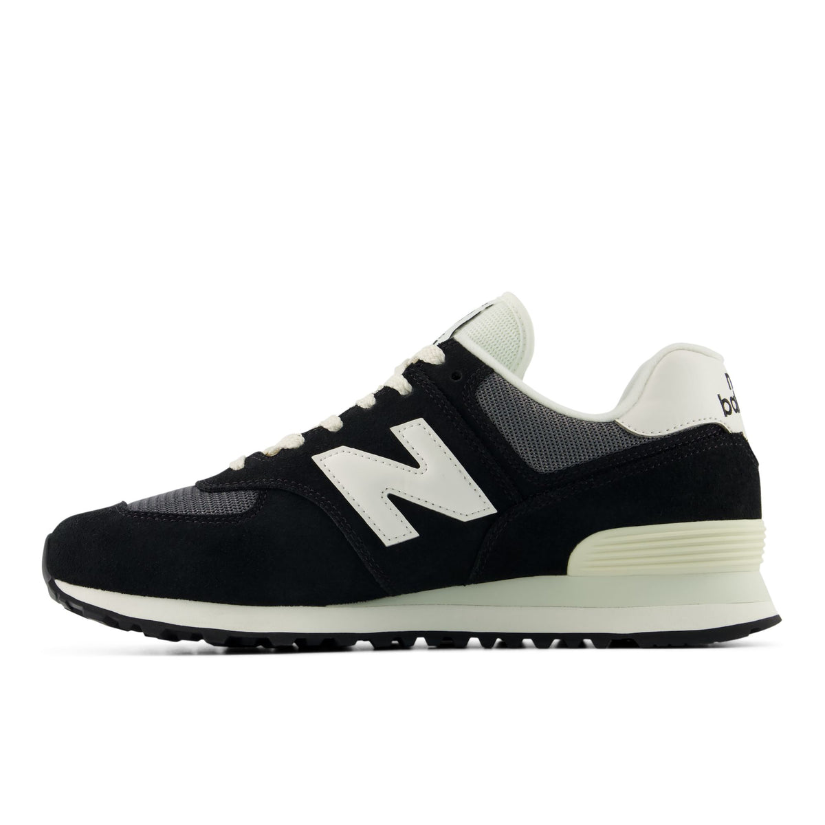 New Balance Men's 574 Sneakers - Black/White, medial view