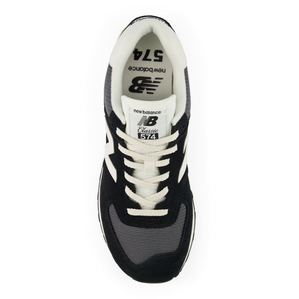 New Balance Men's 574 Sneakers - Black/White, top view
