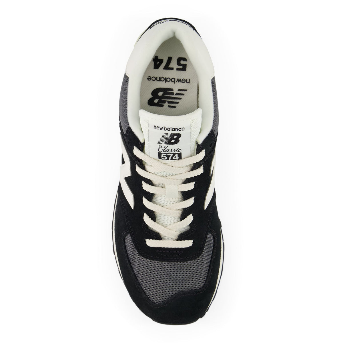 New Balance Men's 574 Sneakers - Black/White, top view