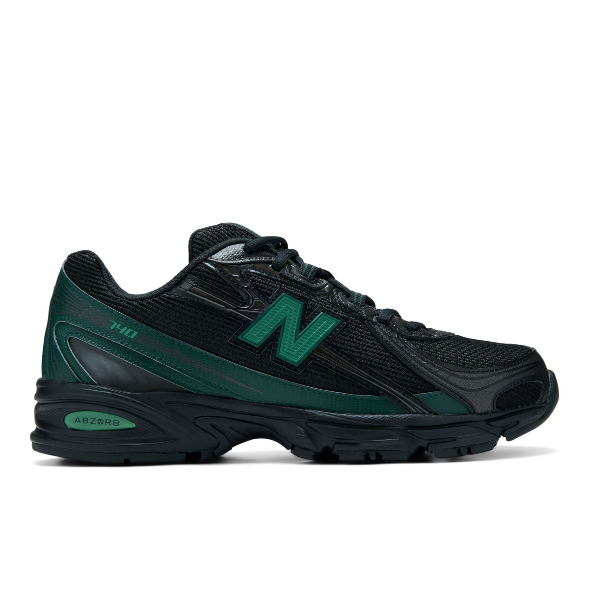 New Balance Men's 740 Running Shoes - Black/Nordic Green, lateral view