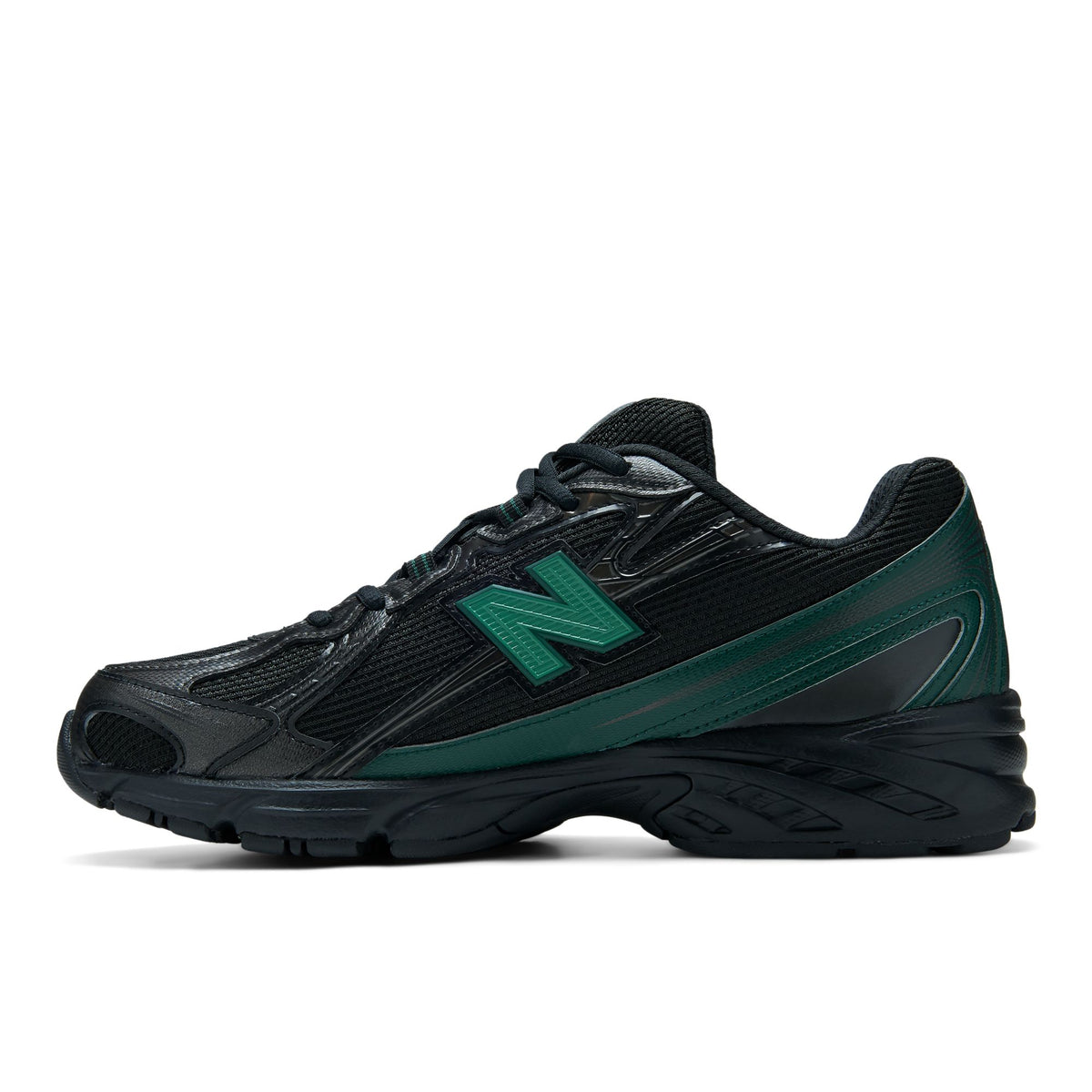 New Balance Men's 740 Running Shoes - Black/Nordic Green, medial view