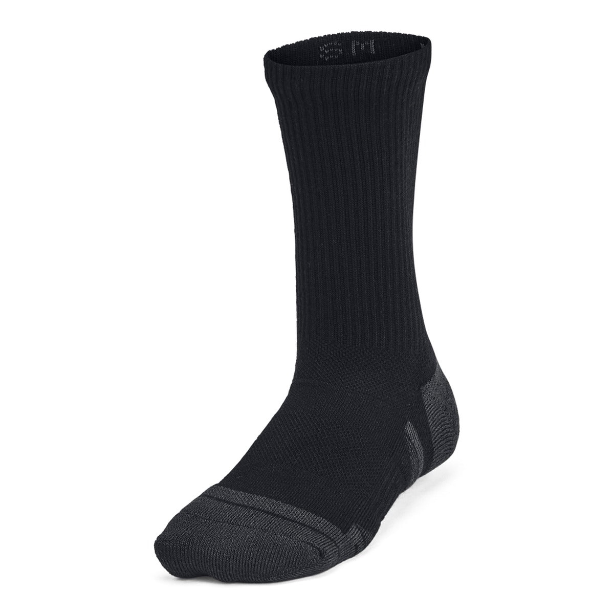 Under Armour Kids' Performance Tech Crew Socks - 6 Pack - BLACK, front view