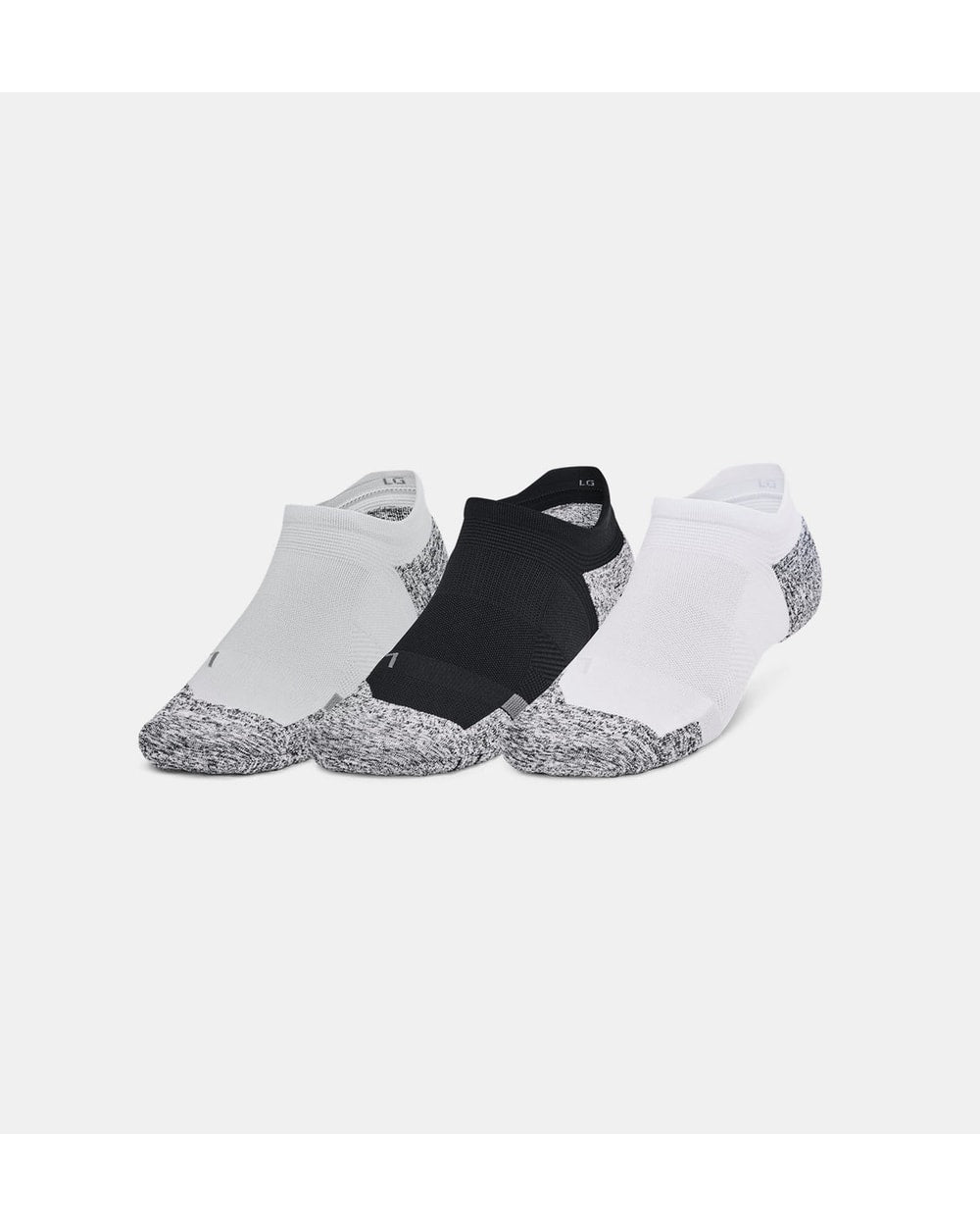 UA ArmourDry Pro 3-Pack No Show Socks - White/Grey/Black pack