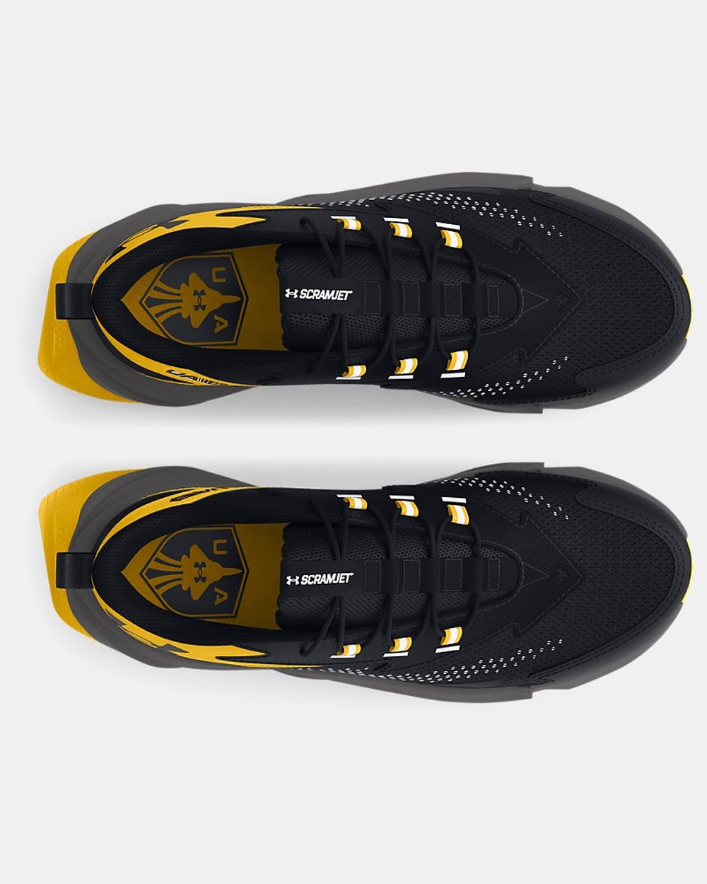 Under Armour Boys' Pre-School Scramjet 6 AL Running Shoes - Black/Taxi/Black toe view