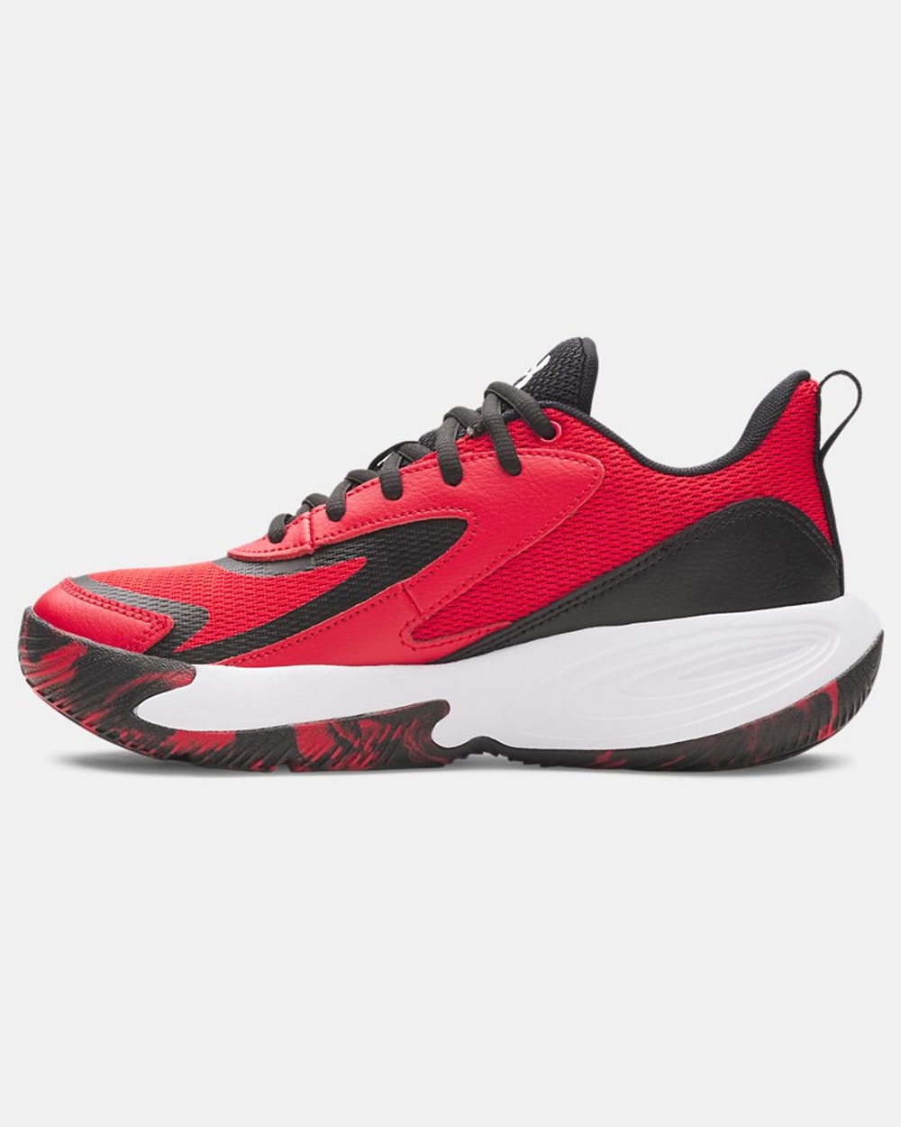 Under Armour Lockdown 8 Grade School Basketball Shoes Red/Black/White angle