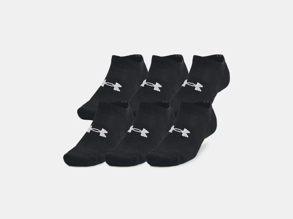 Under Armour Training Cotton 6-Pack No Show Socks - Black 6-pack