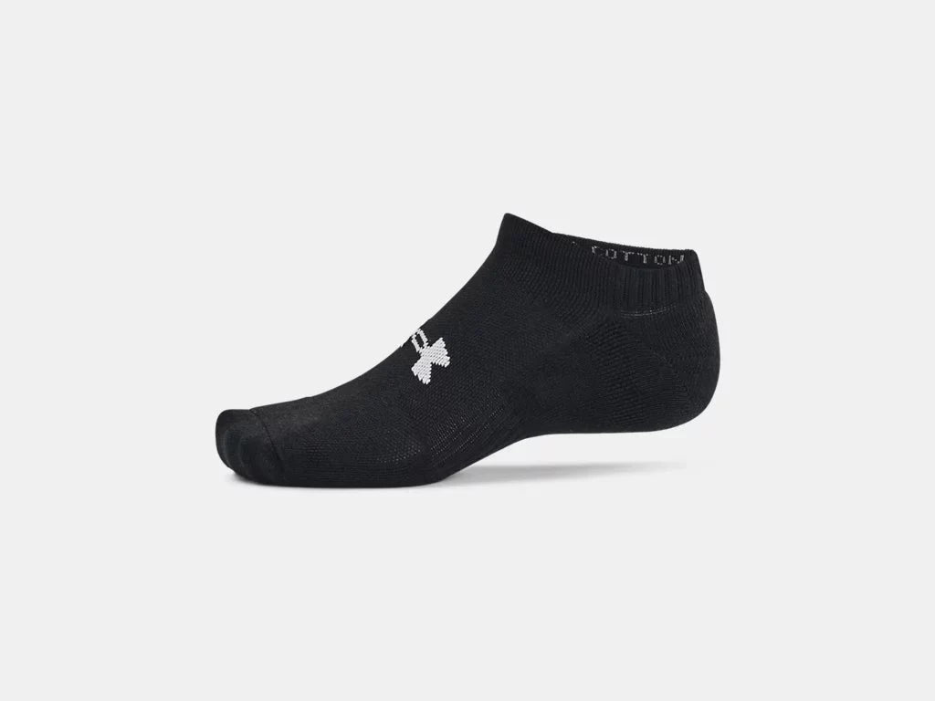 Under Armour Training Cotton No Show Sock - Black profile