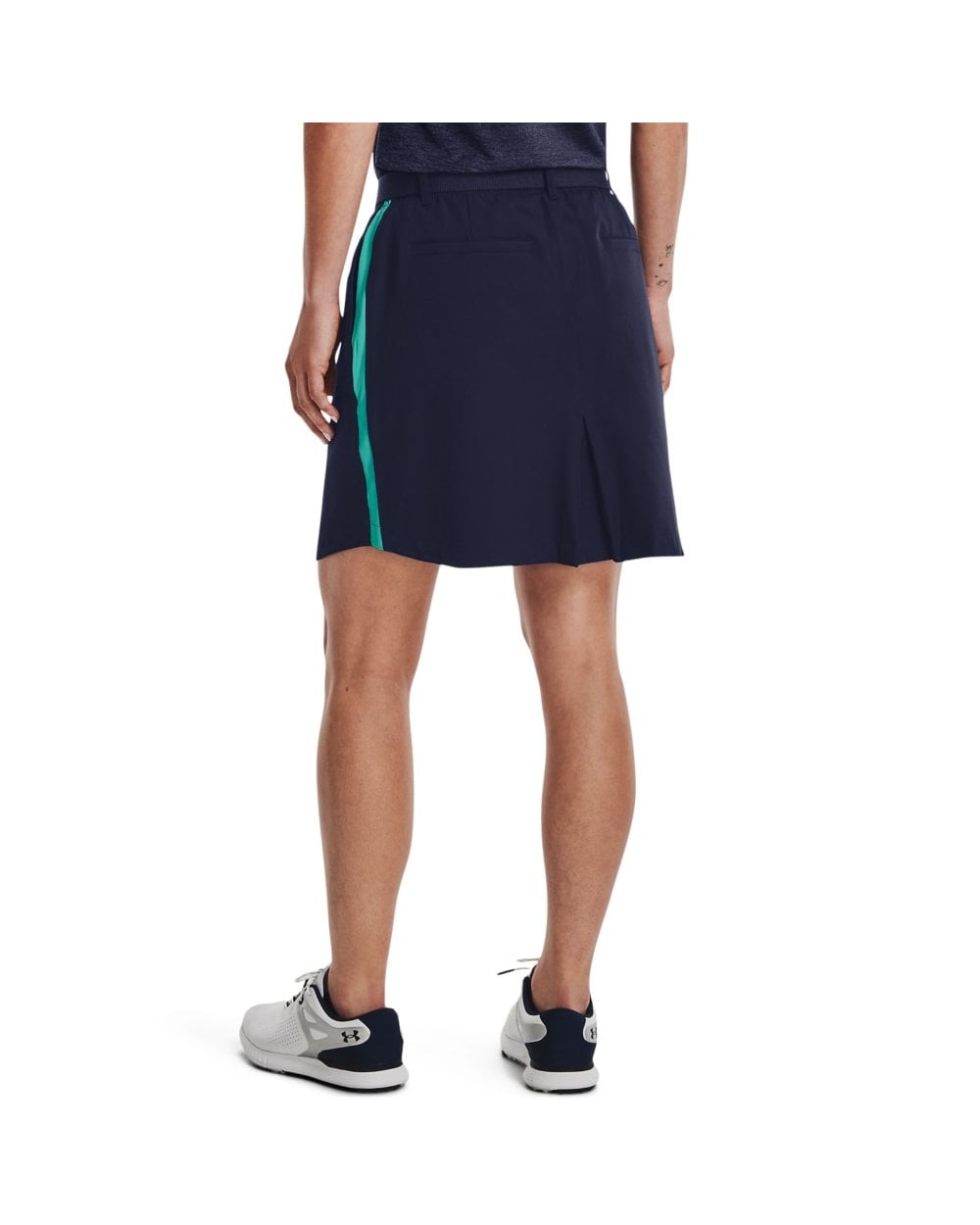Under Armour Women's Links Woven Skort in Midnight Navy - worn back view