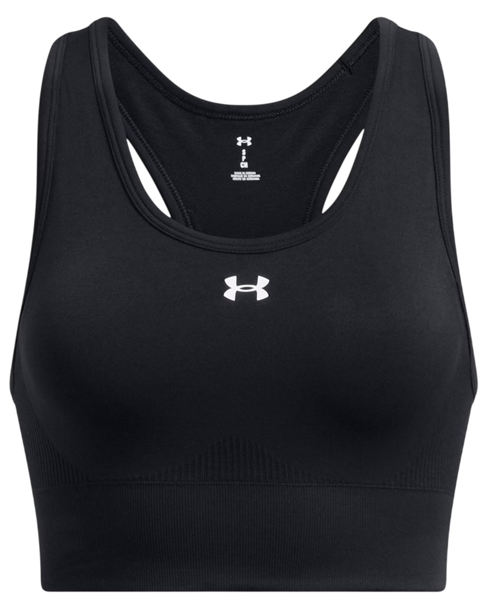 UA Vanish Seamless Mid Sports Bra Black/White front