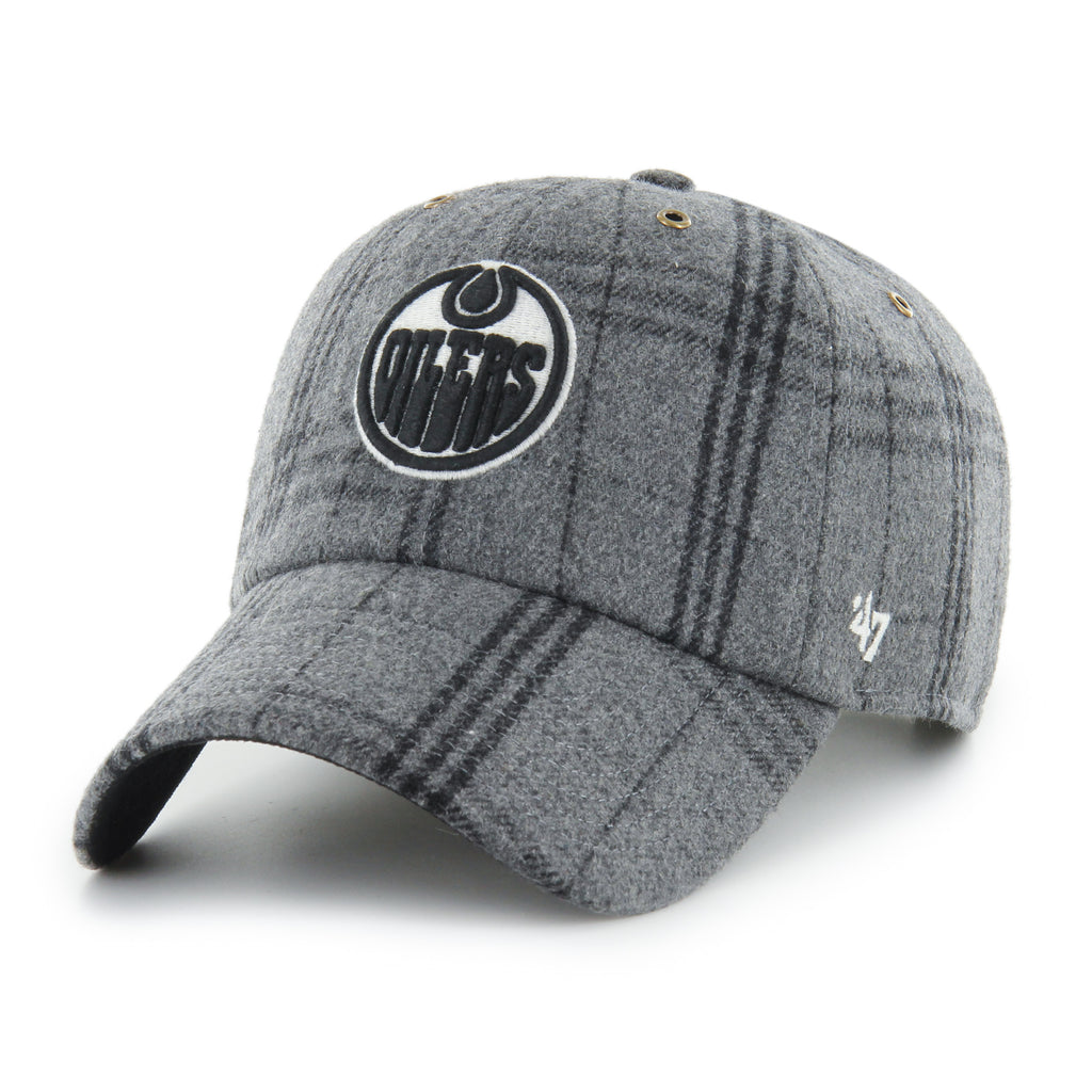 '47 Brand Edmonton Oilers Windowpane Plaid Clean Up Hat