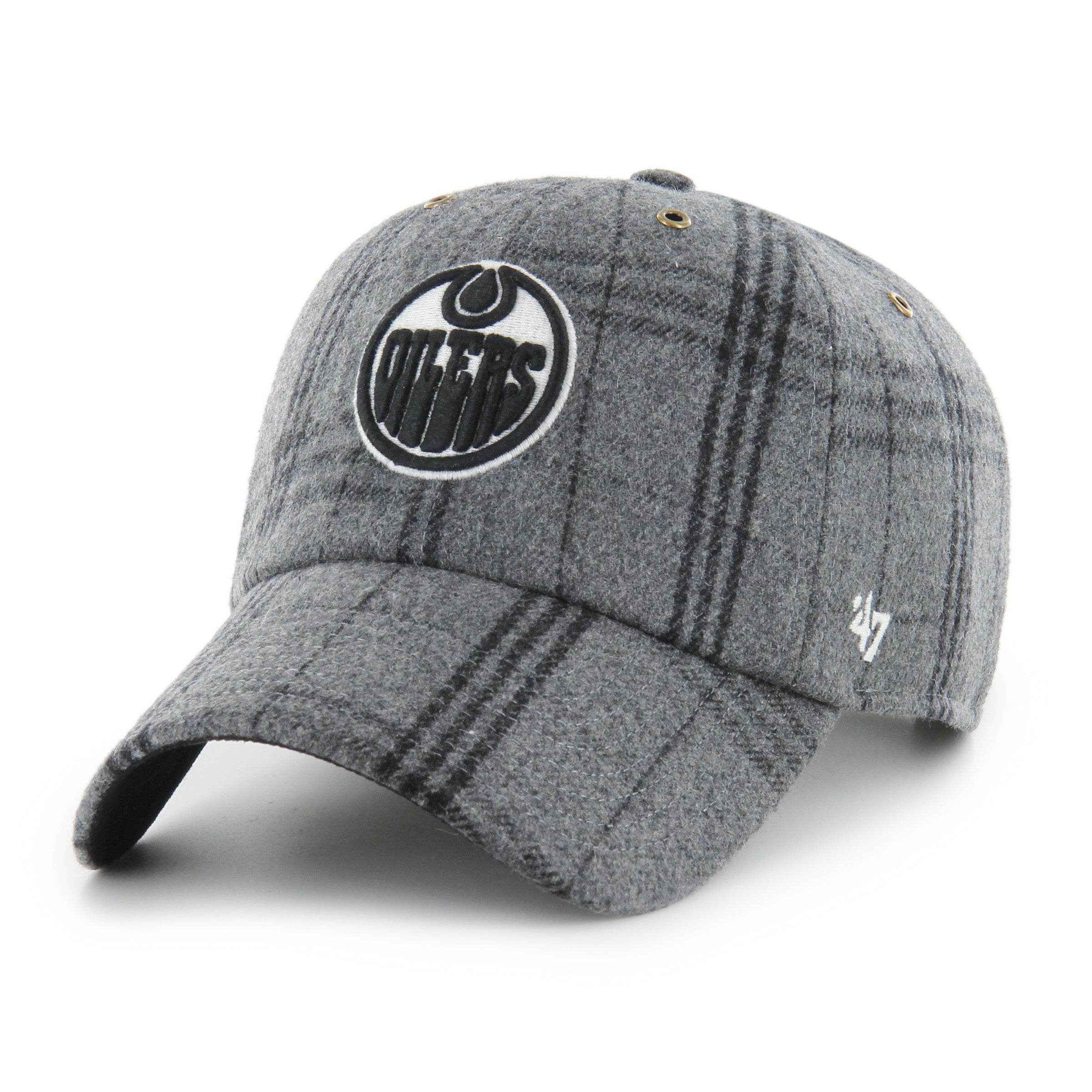 '47 Brand Edmonton Oilers Windowpane Plaid Clean Up Hat