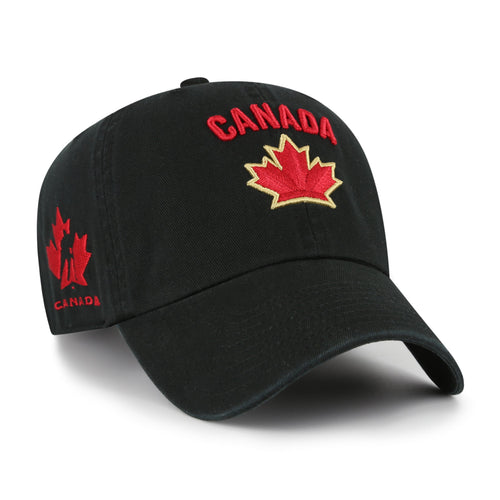'47 Brand Team Canada Sure Shot Clean Up Hat - Black — three-quarter view