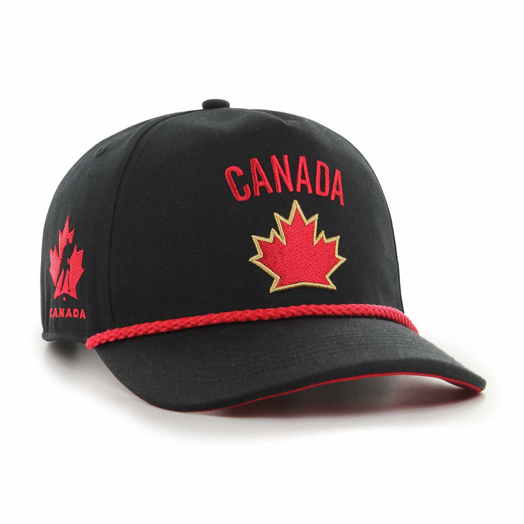 '47 Brand Team Canada Sure Shot & Rope Hat - Black — three-quarter view