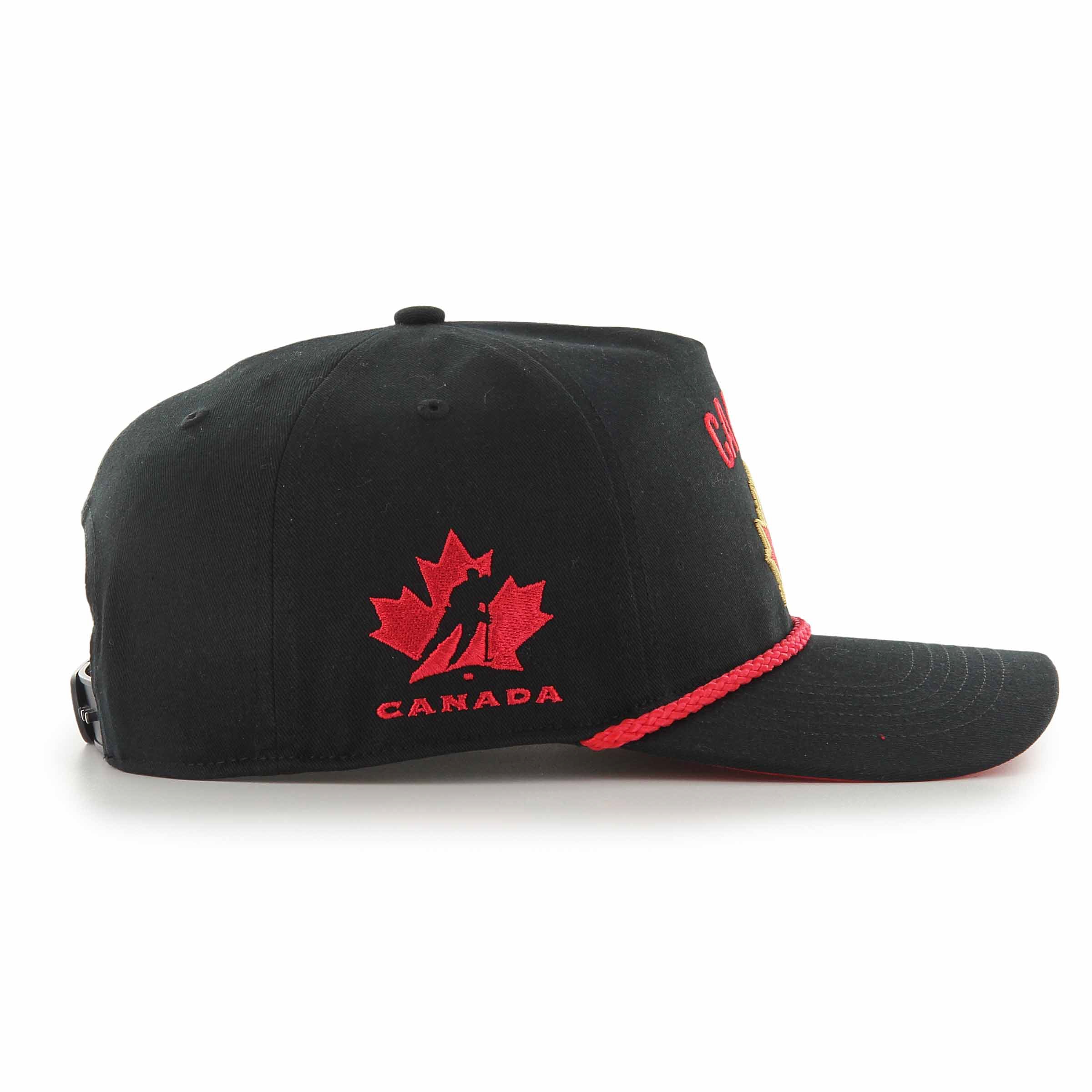 '47 Brand Team Canada Sure Shot & Rope Hat - Black — side profile showing rope brim