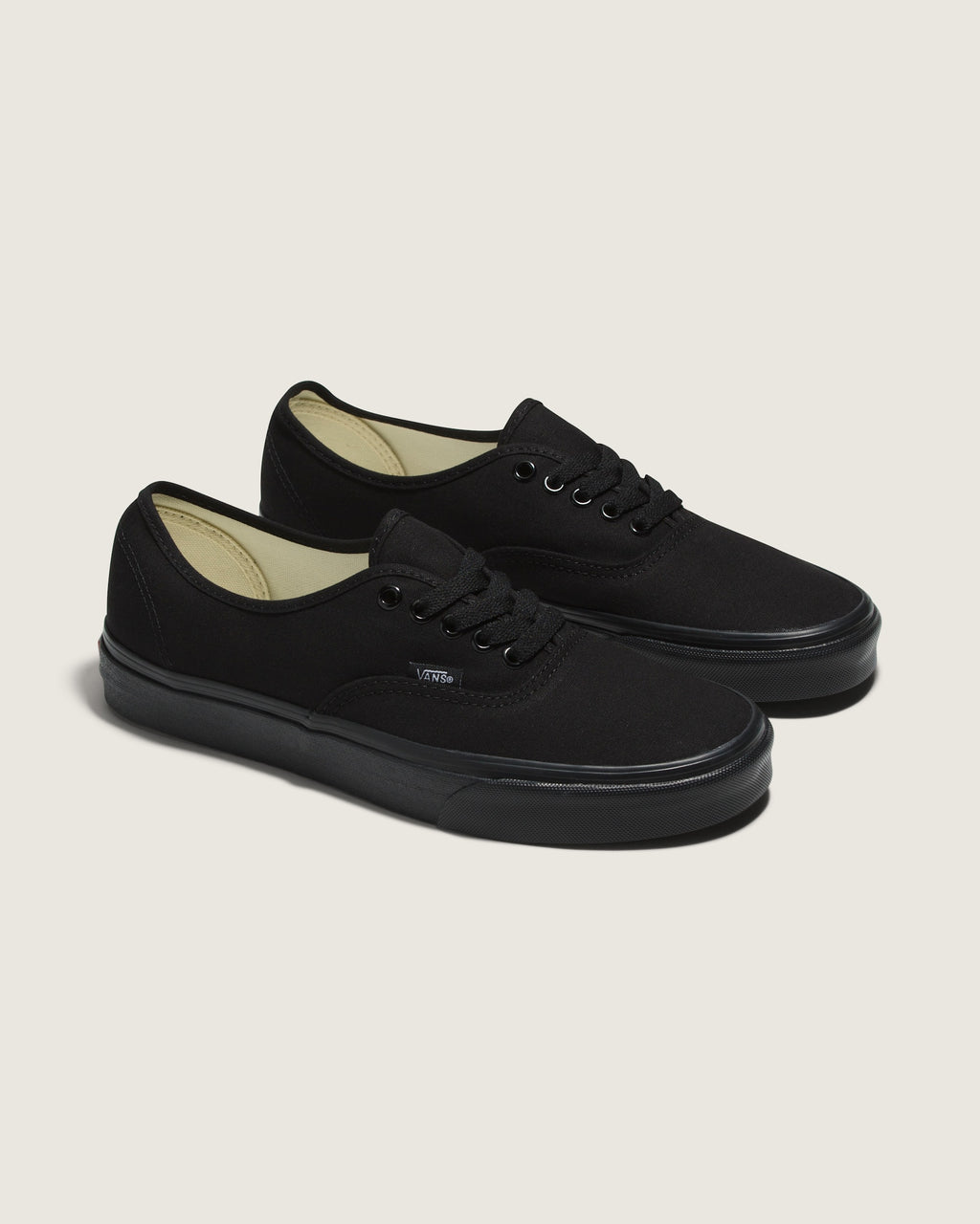 Vans Authentic in Black — pair three-quarter