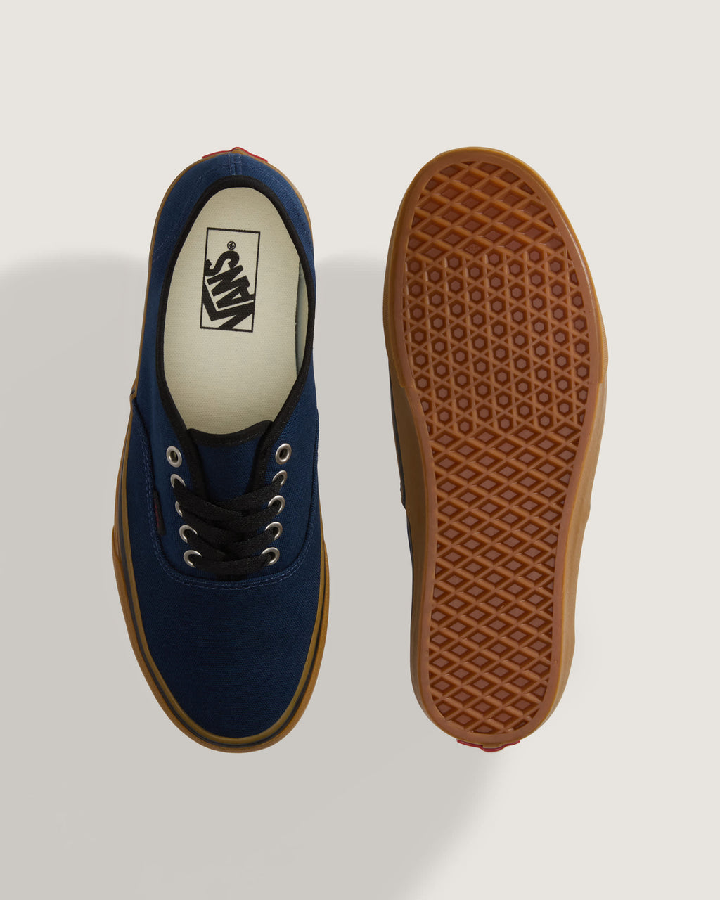 Vans Authentic in Navy with gum outsole — top and outsole