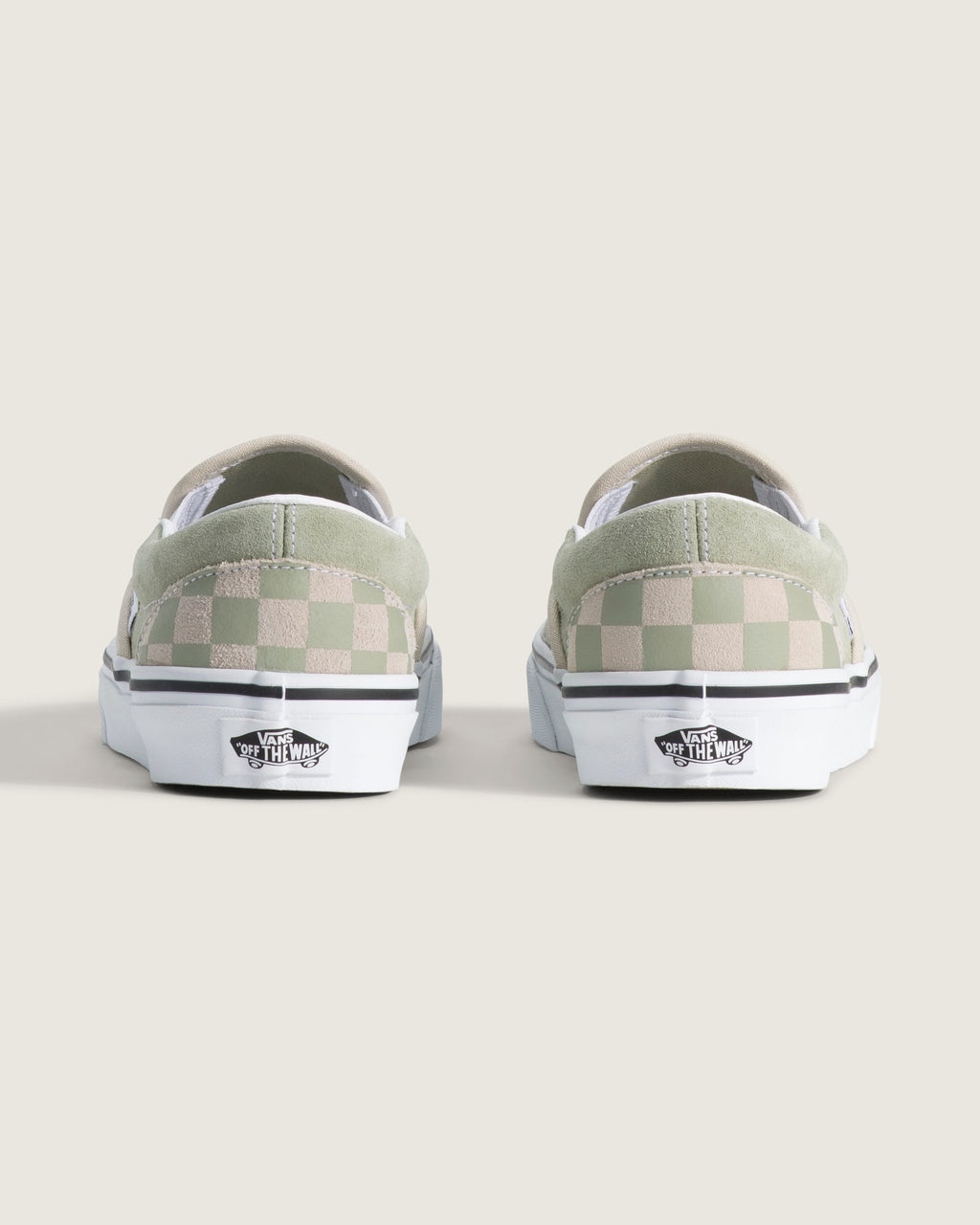 Vans Women's Classic Slip-On Checkerboard Shoes - SOFT SAGE GREEN - ALT3