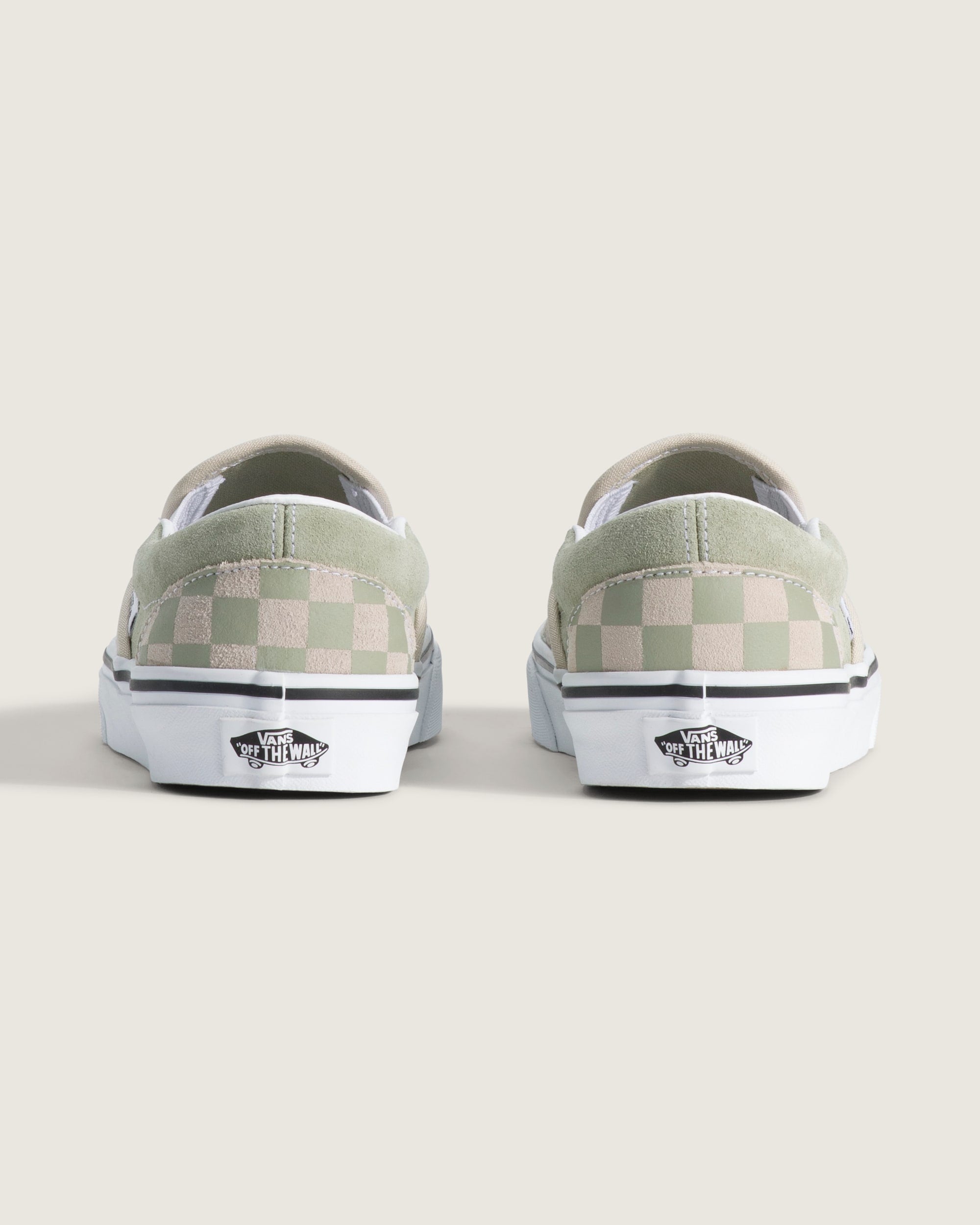 Vans Women's Classic Slip-On Checkerboard Shoes - SOFT SAGE GREEN - ALT3
