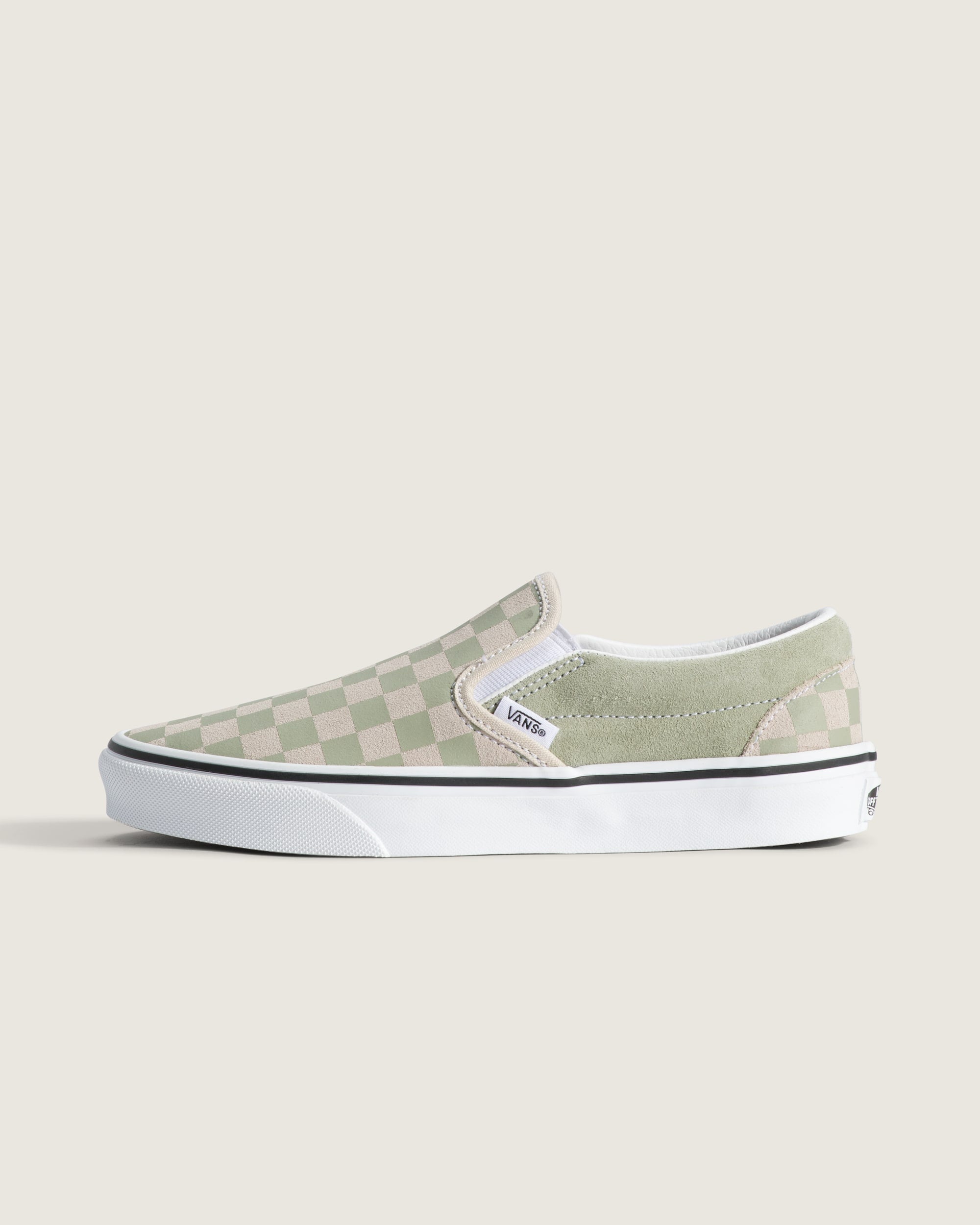 Vans Women's Classic Slip-On Checkerboard Shoes - SOFT SAGE GREEN - HERO
