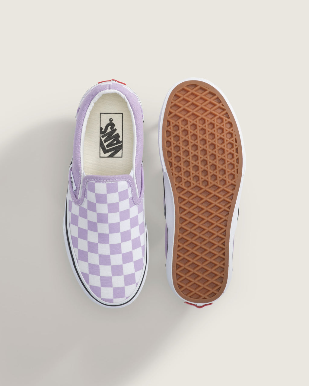Vans Classic Slip-On in Orchid checkerboard — top and outsole