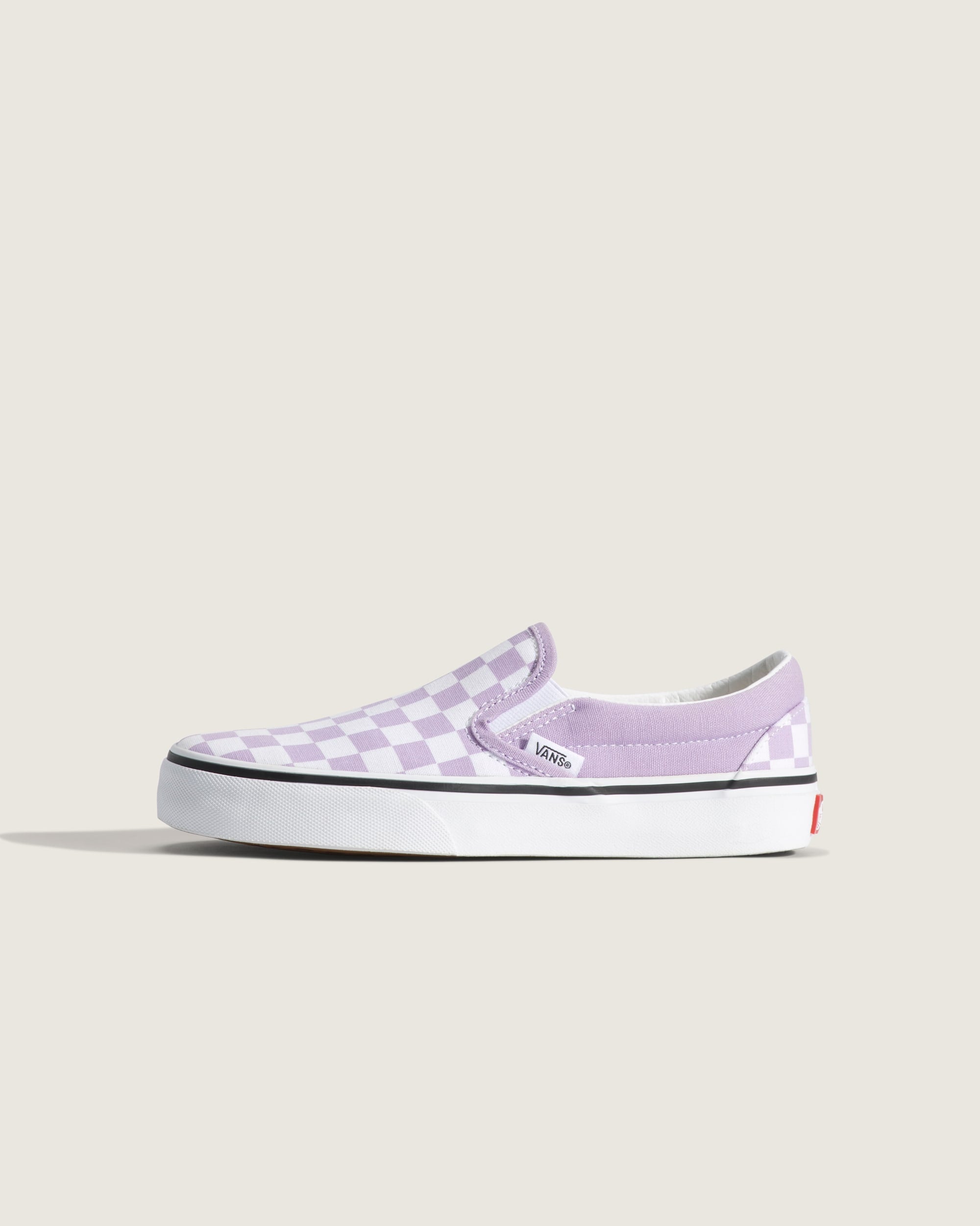 Vans Classic Slip-On in Orchid checkerboard — side profile