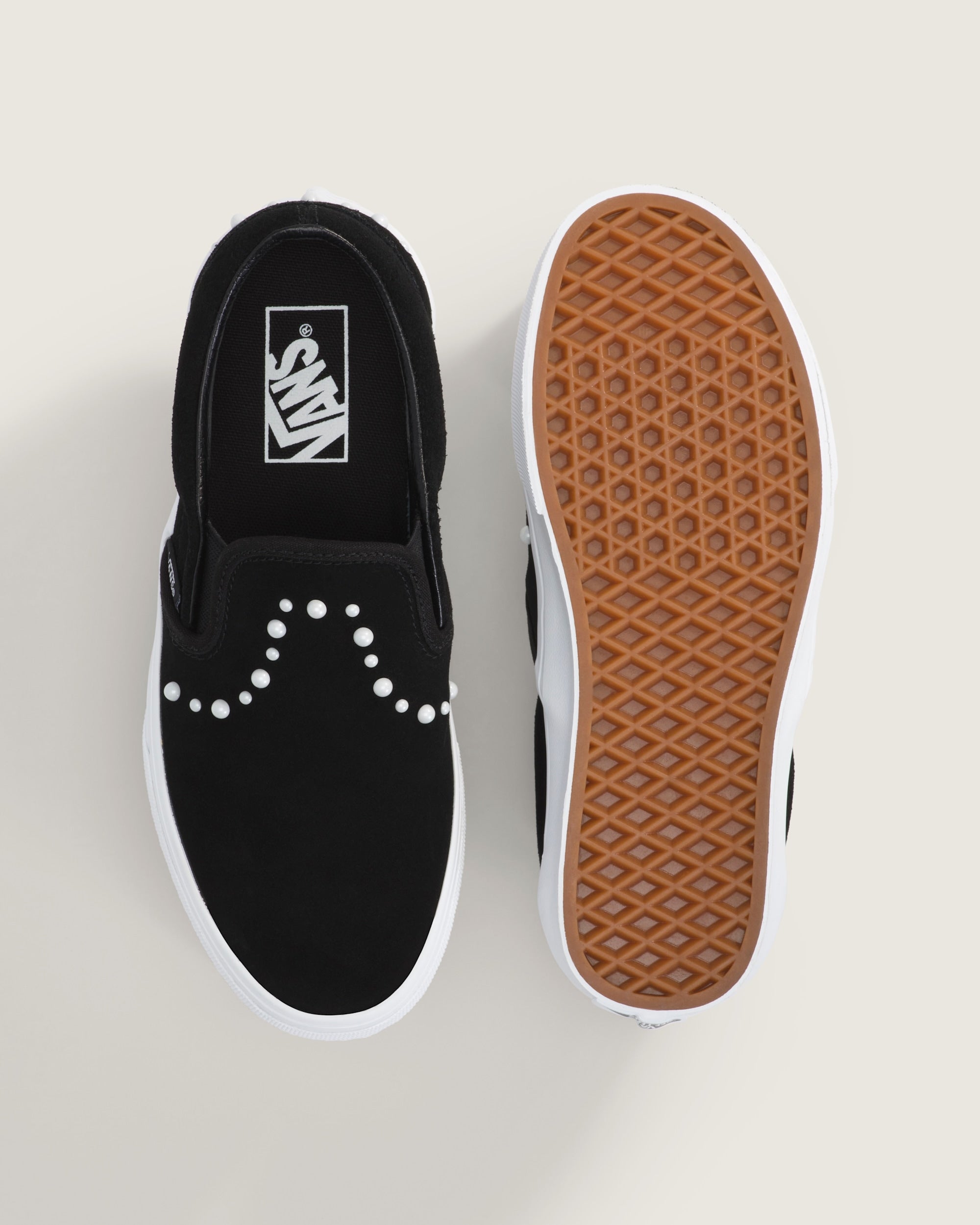 Vans Women's Classic Slip-On Pearls Shoes - BLACK - ALT2