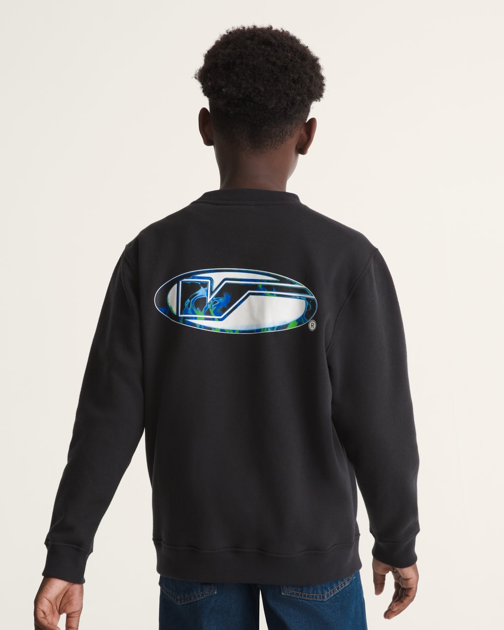 Vans Kids Bevel Flame Crew Black detail
