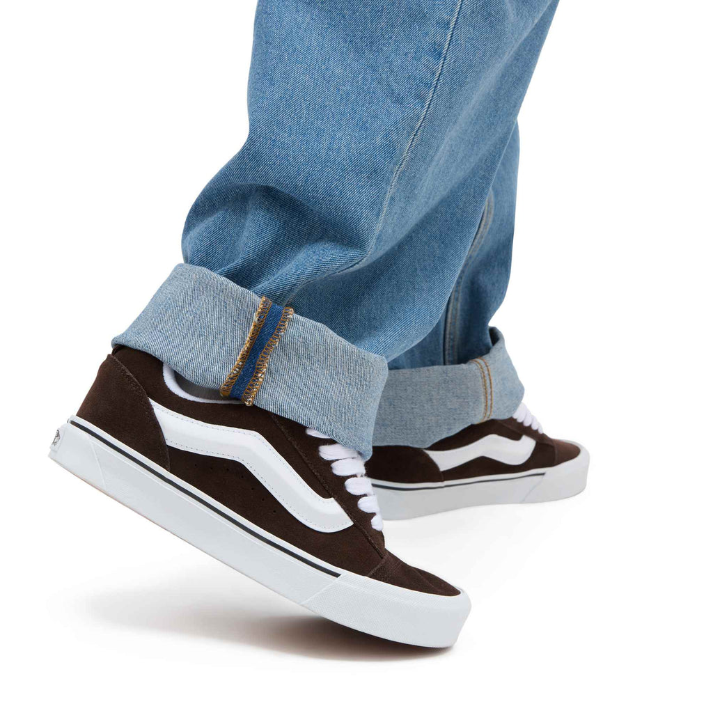 Vans Men's Knu Skool Shoes - BROWN/WHITE - on-model