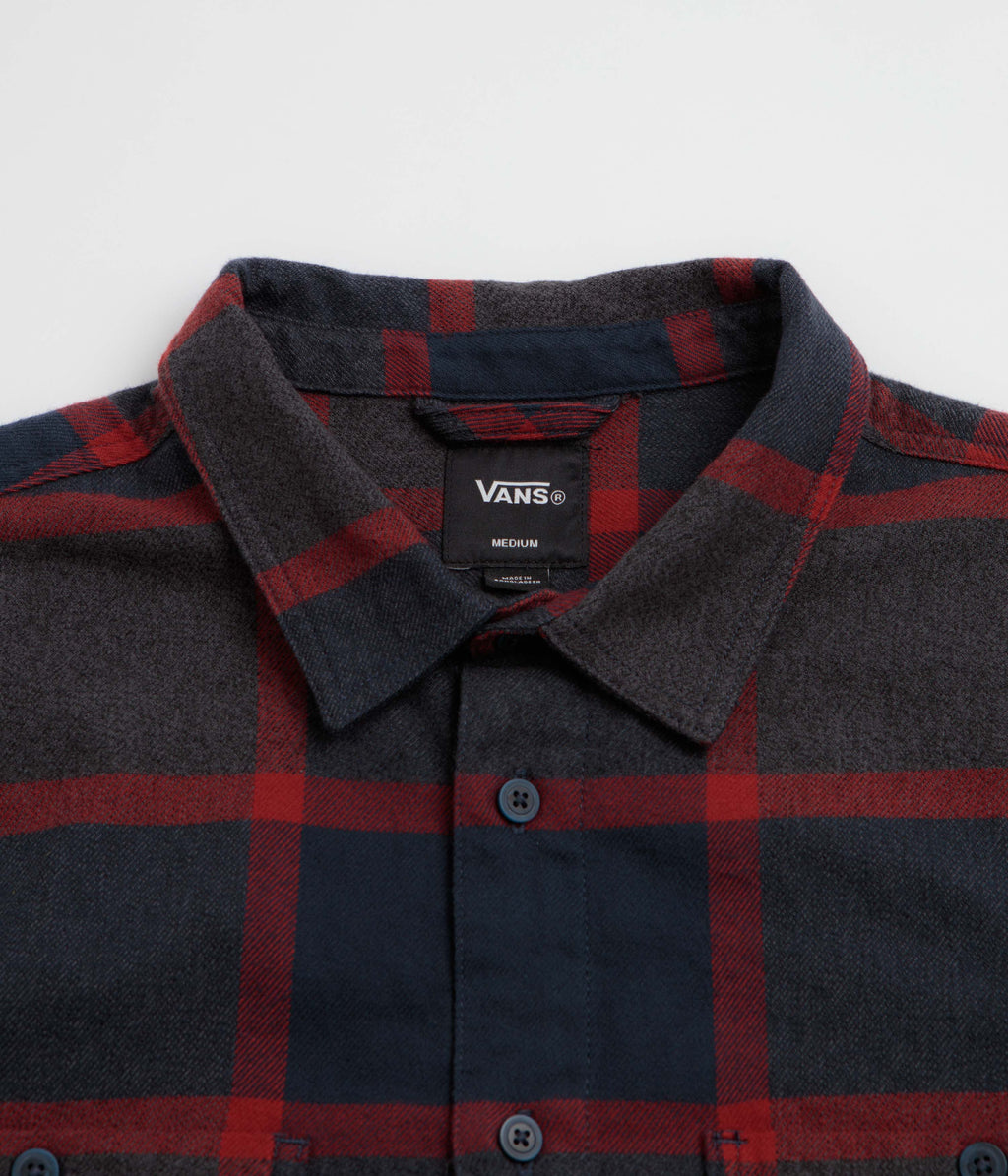 Vans Men's Larkspur Plaid Flannel Shirt Parisian Night/Poppy Ember angled