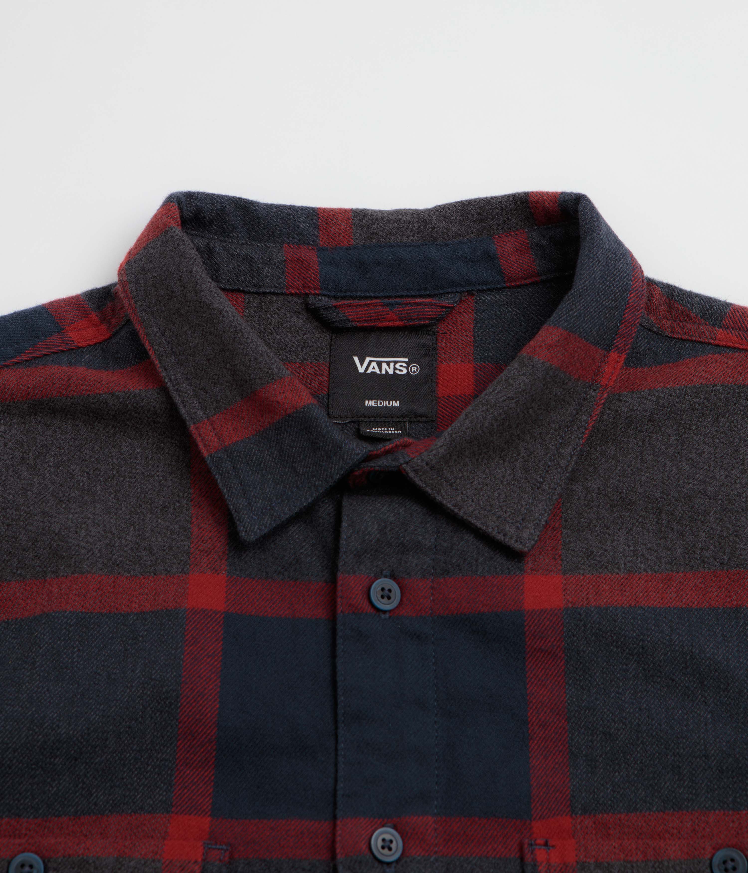 Vans Men's Larkspur Plaid Flannel Shirt Parisian Night/Poppy Ember angled